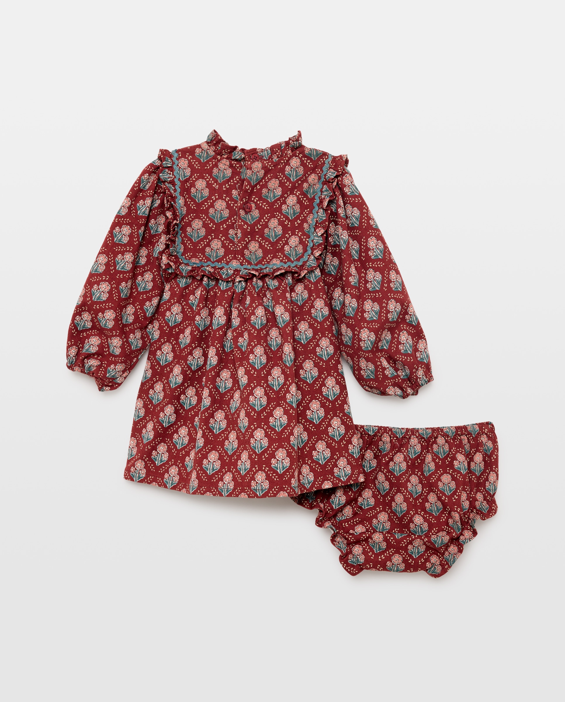 Vestido bebé niña con canesú 770 Terracota-2