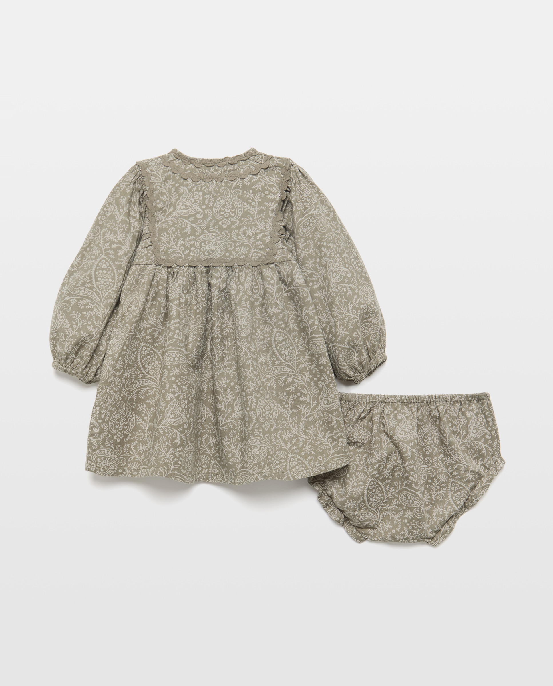 Vestido bebé niña con rick rack 520 Kaki-2