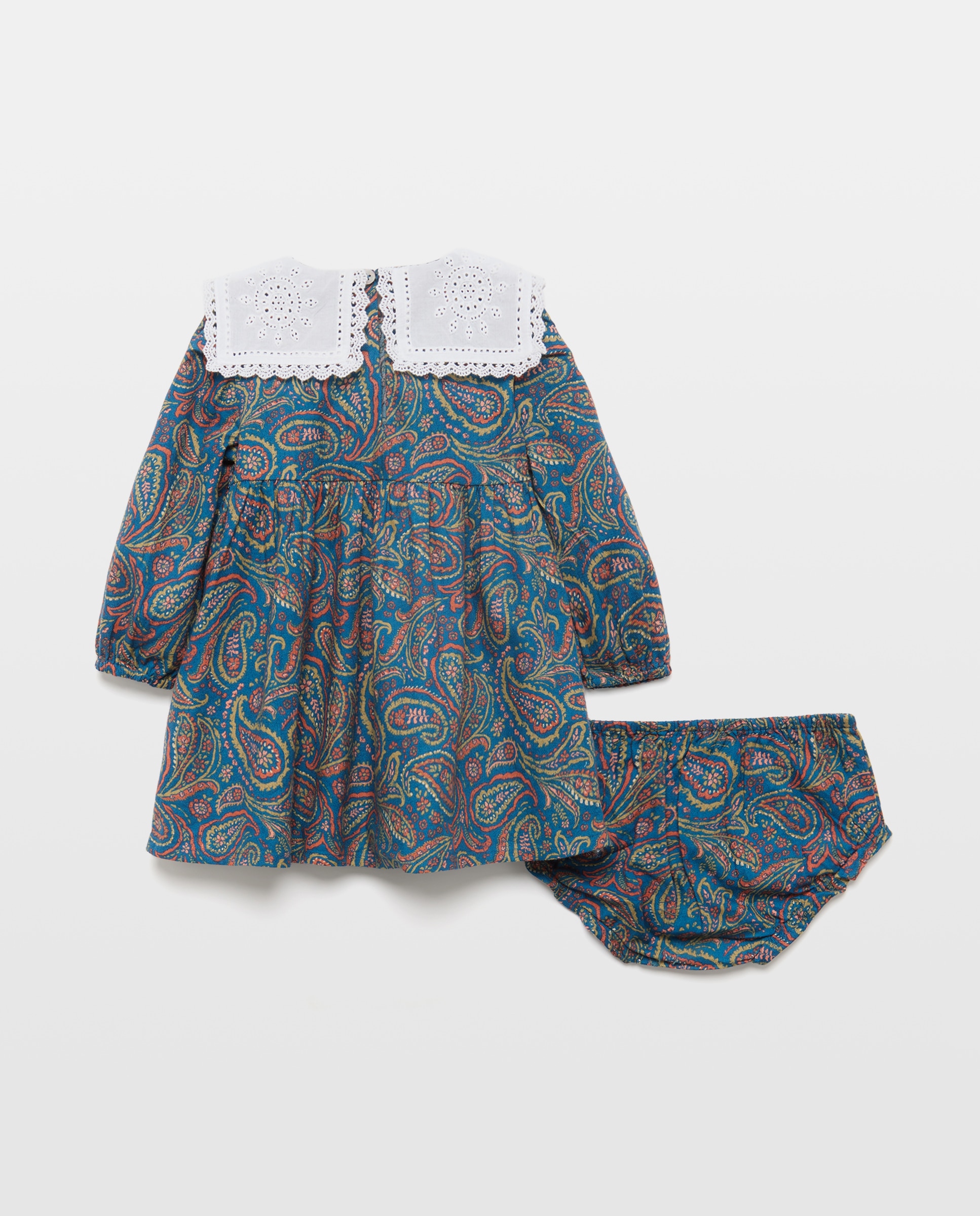 Vestido bebé niña con cuello Azul oscuro-2