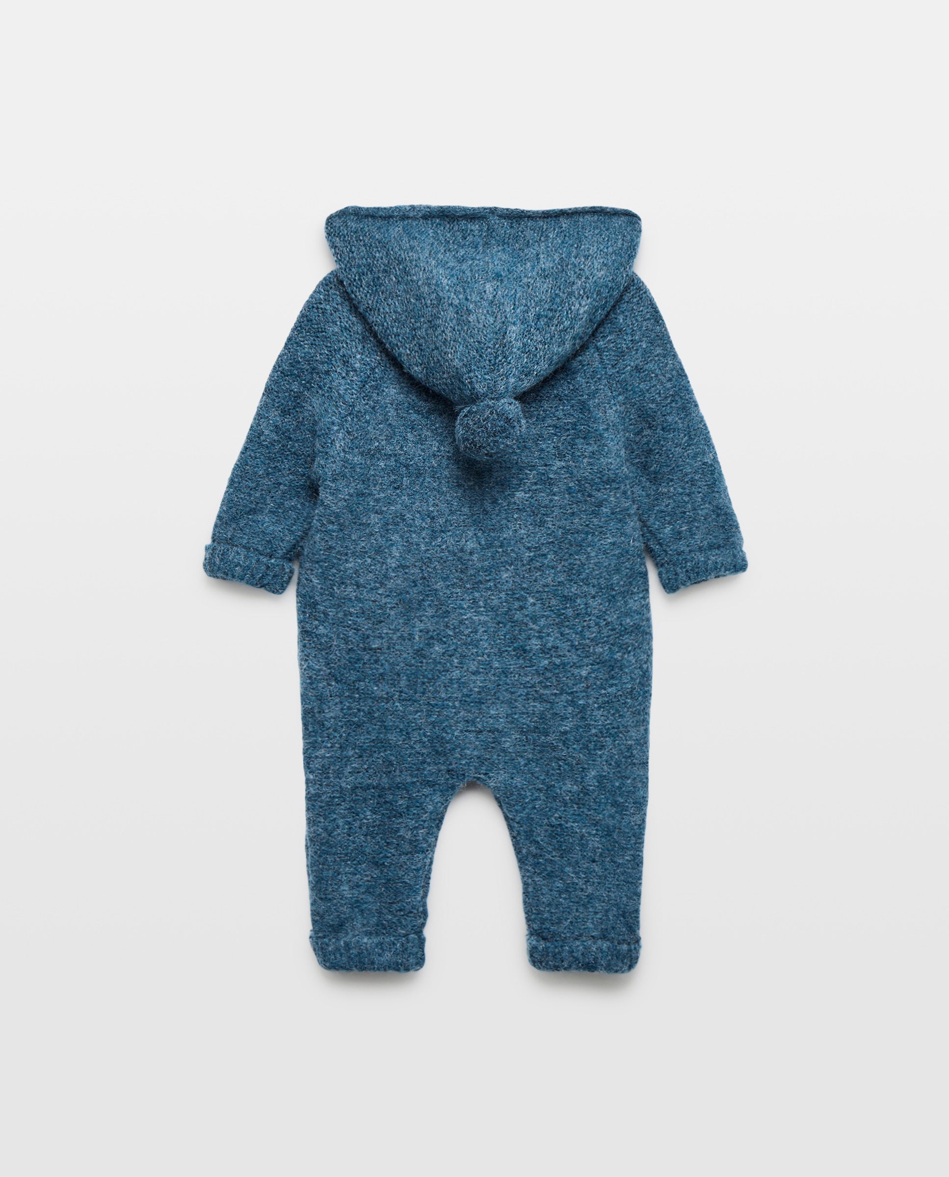 Buzo de recién nacido tricot capucha Azul oscuro-2