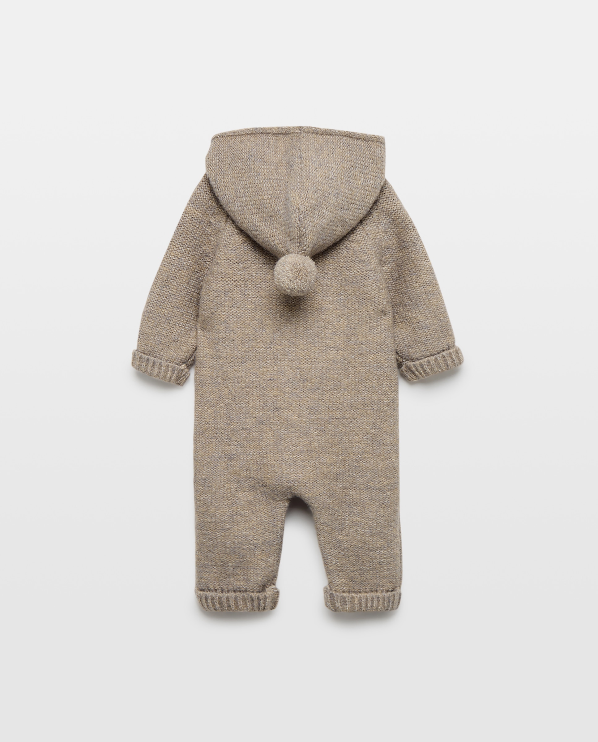 Buzo de recién nacido tricot capucha Visón claro-2