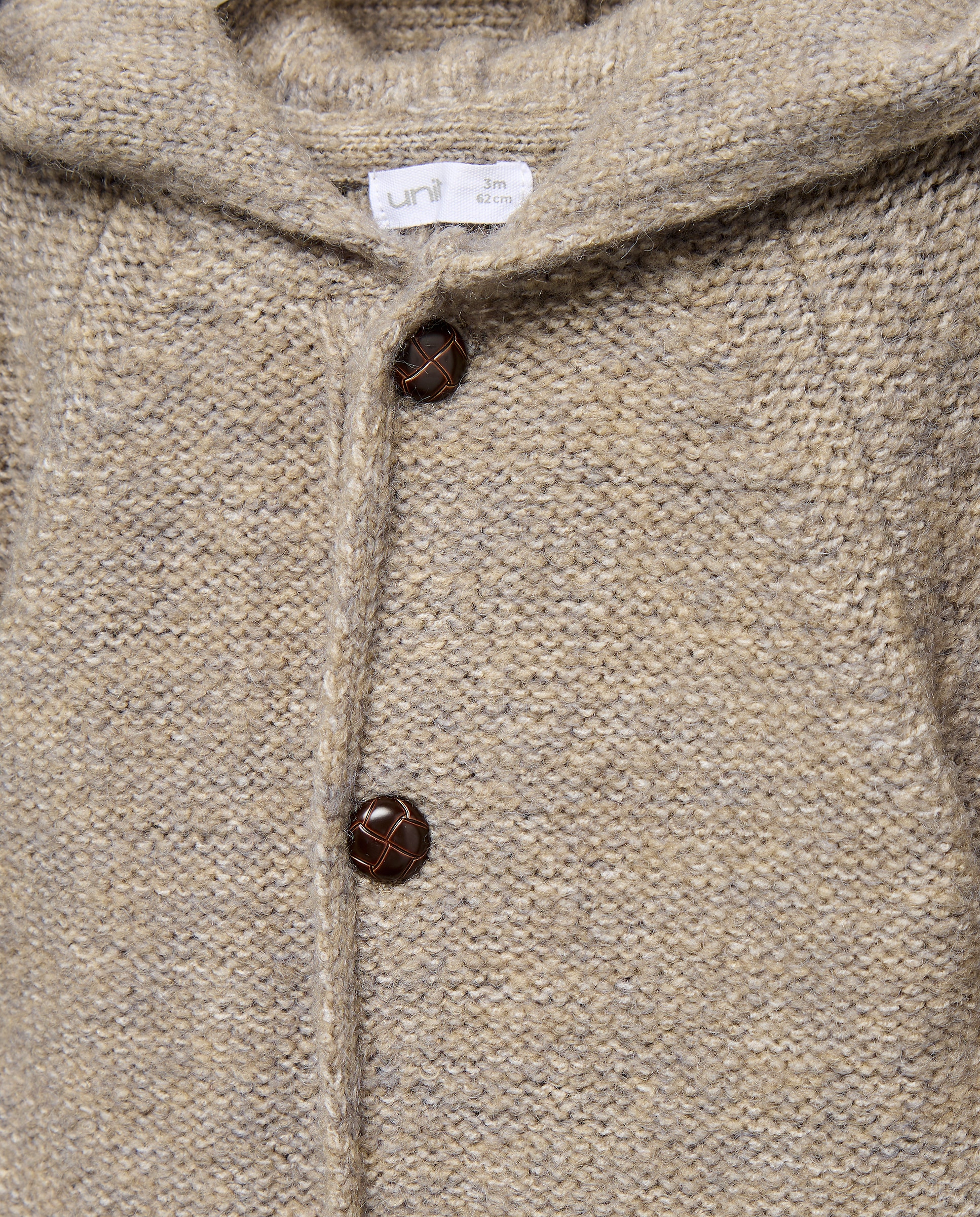 Buzo de recién nacido tricot capucha Visón claro-3