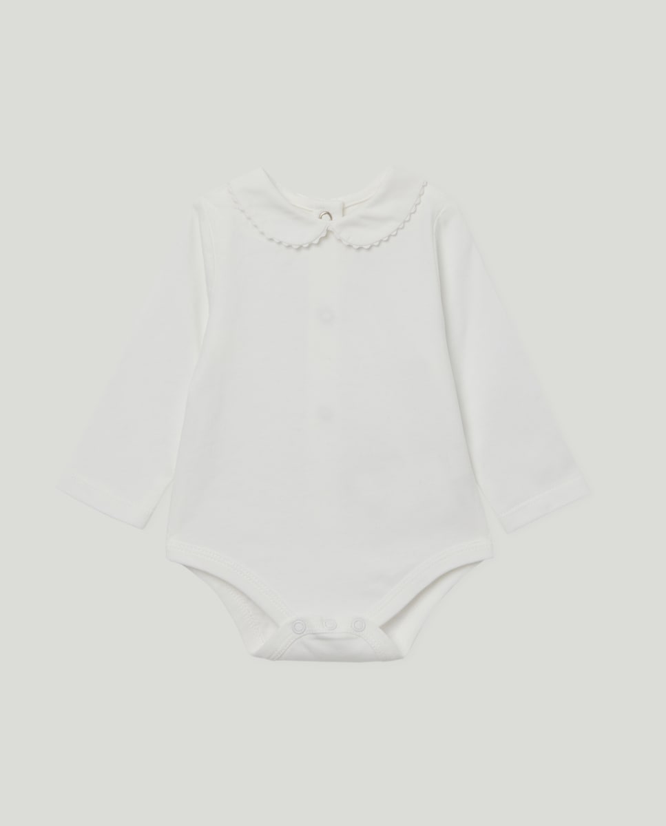 Body recién nacido cuello ondulina Blanco roto-1
