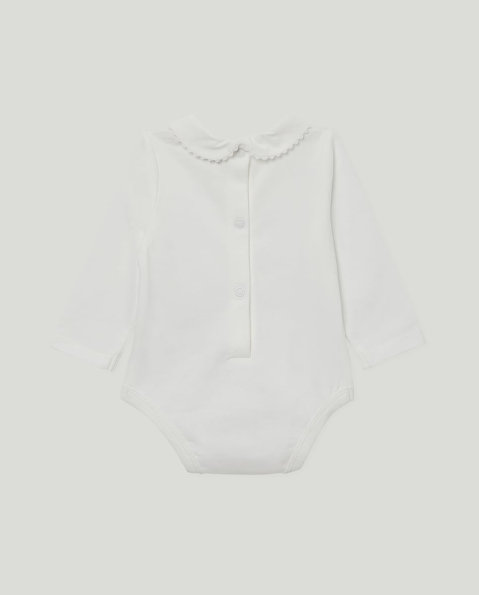 Body recién nacido cuello ondulina Blanco roto-2