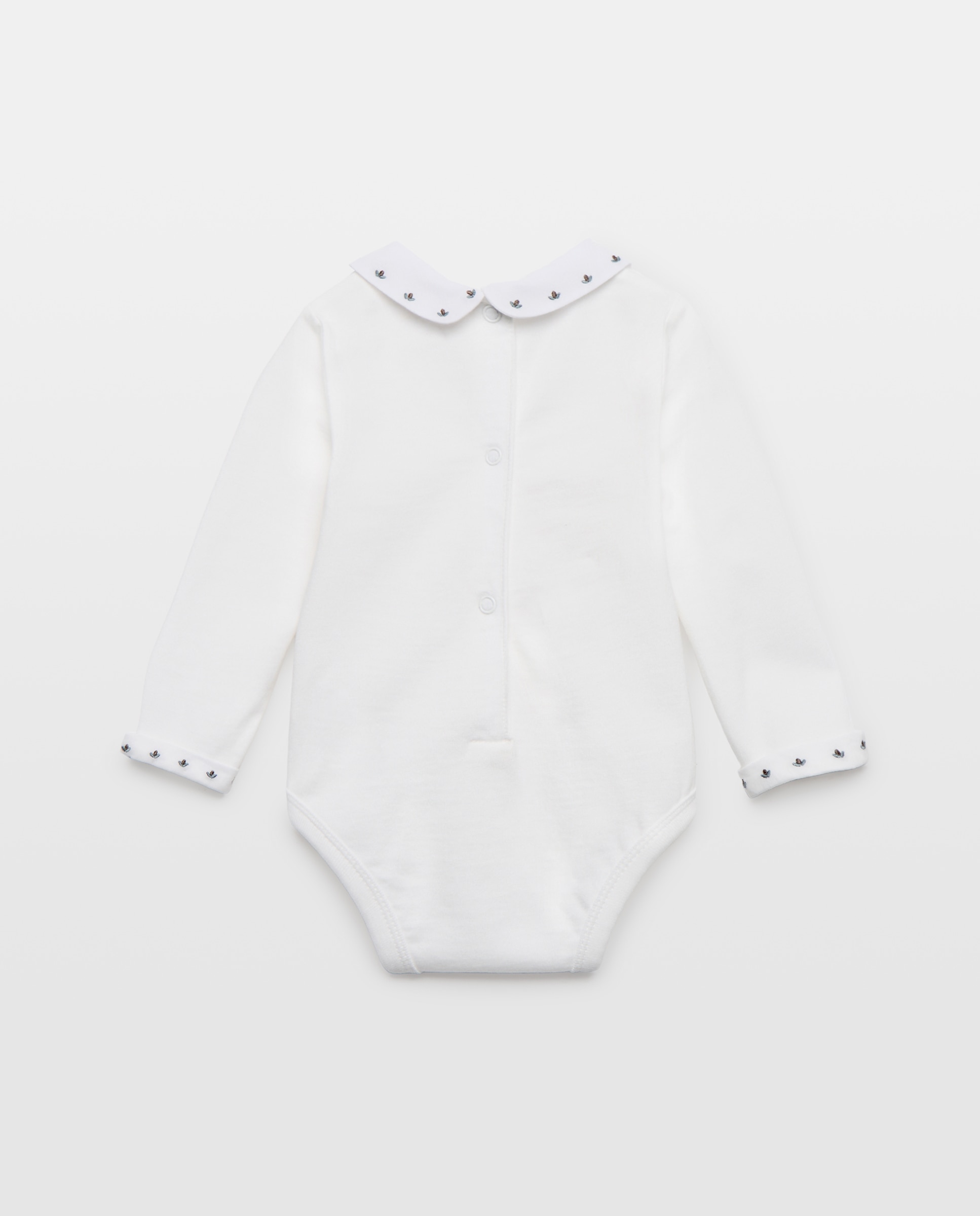 Body recién nacido cuello pico sello Blanco roto-2