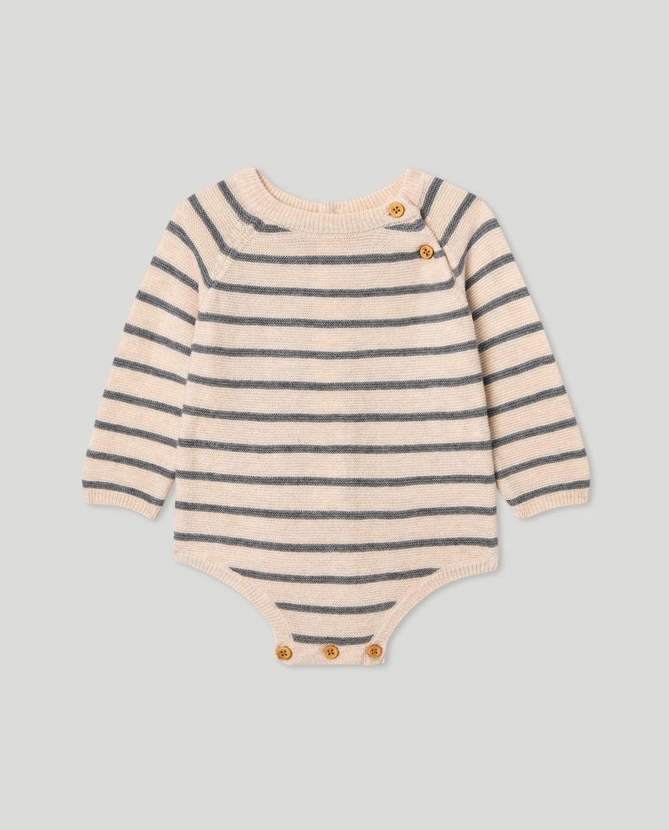 Ranita recién nacido tricot rayas Tostado-1