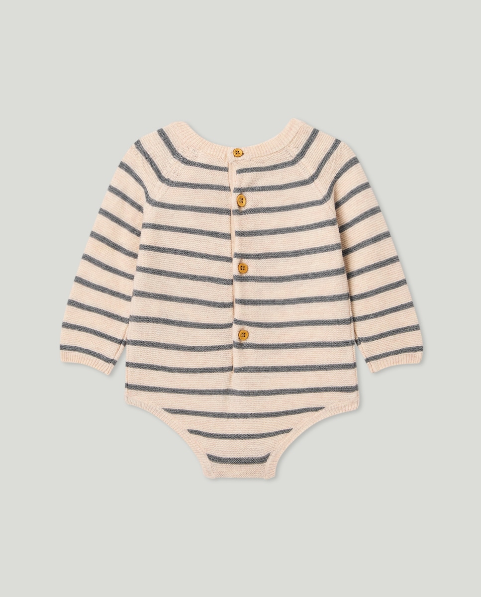 Ranita recién nacido tricot rayas Tostado-2