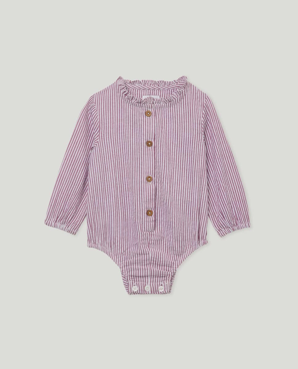 Ranita recién nacido raya fina 291 Berenjena-1