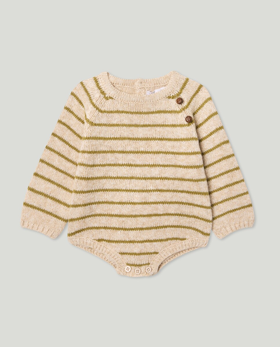 Ranita recién nacido manga larga rayas tricot Pistacho-1