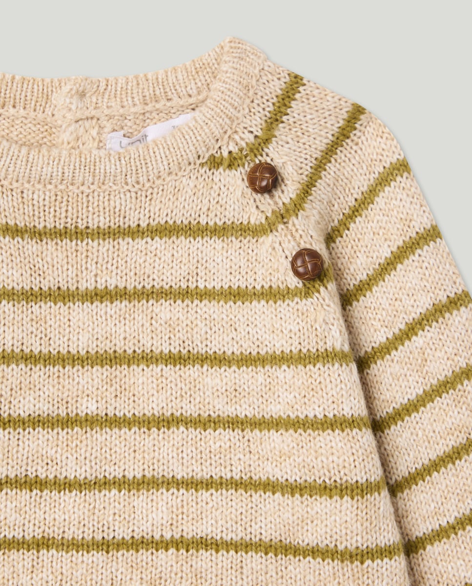 Ranita recién nacido manga larga rayas tricot Pistacho-3