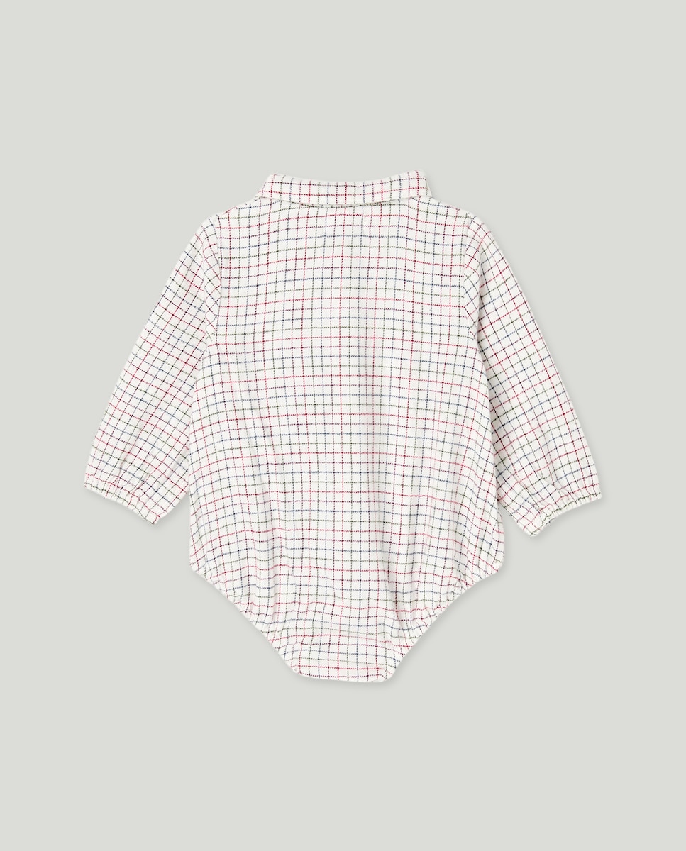 Ranita recién nacido cuello y cuadros Blanco roto-2