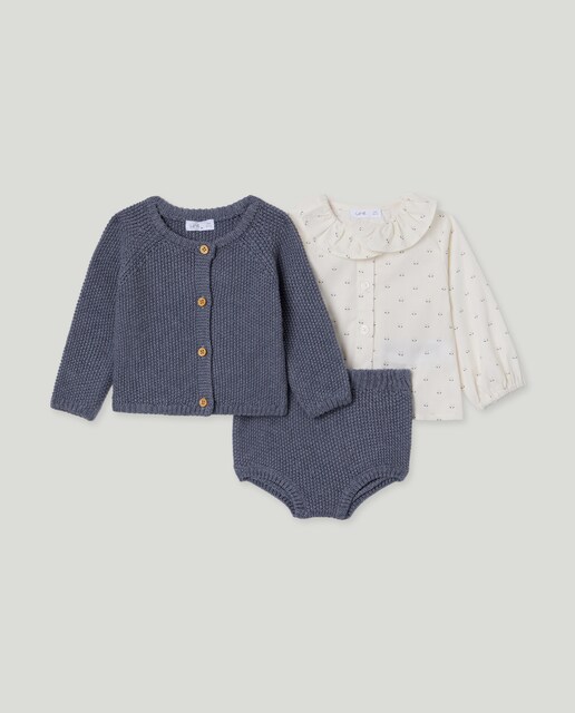 Imagen 0 de Conjunto recién nacido tres piezas tricot