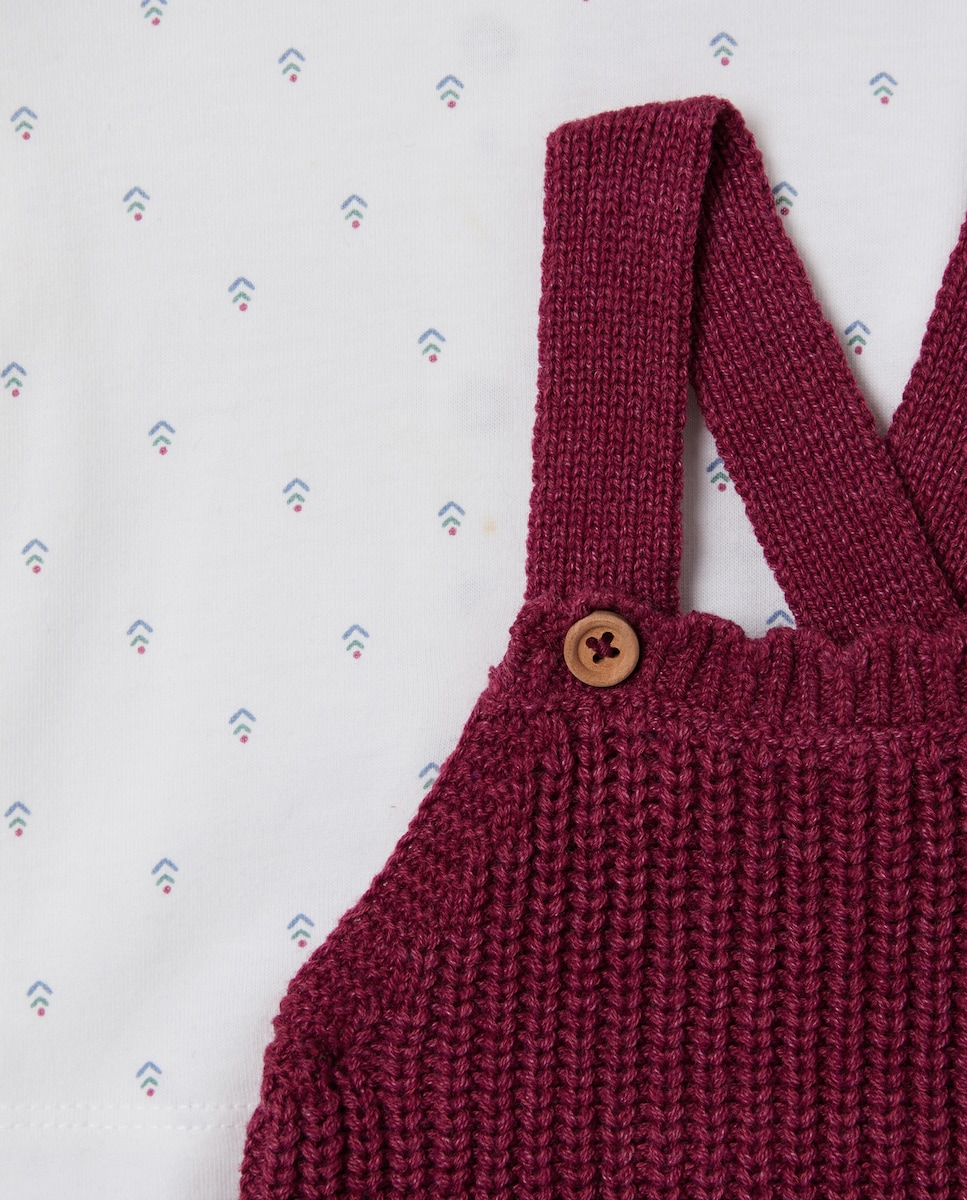 Conjunto recién nacido tricot corto Ciruela-3