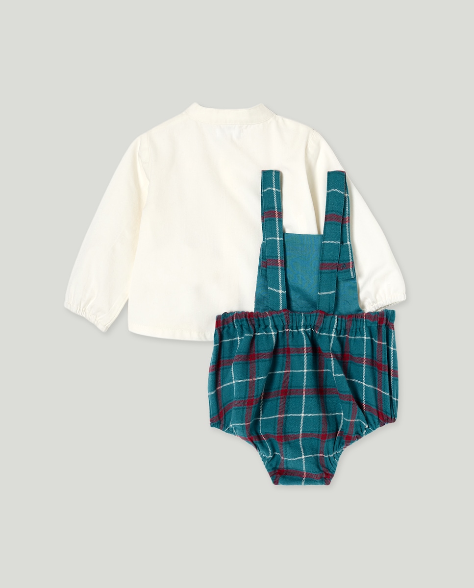 Conjunto recién nacido pana y cuadros navidad Verde-2