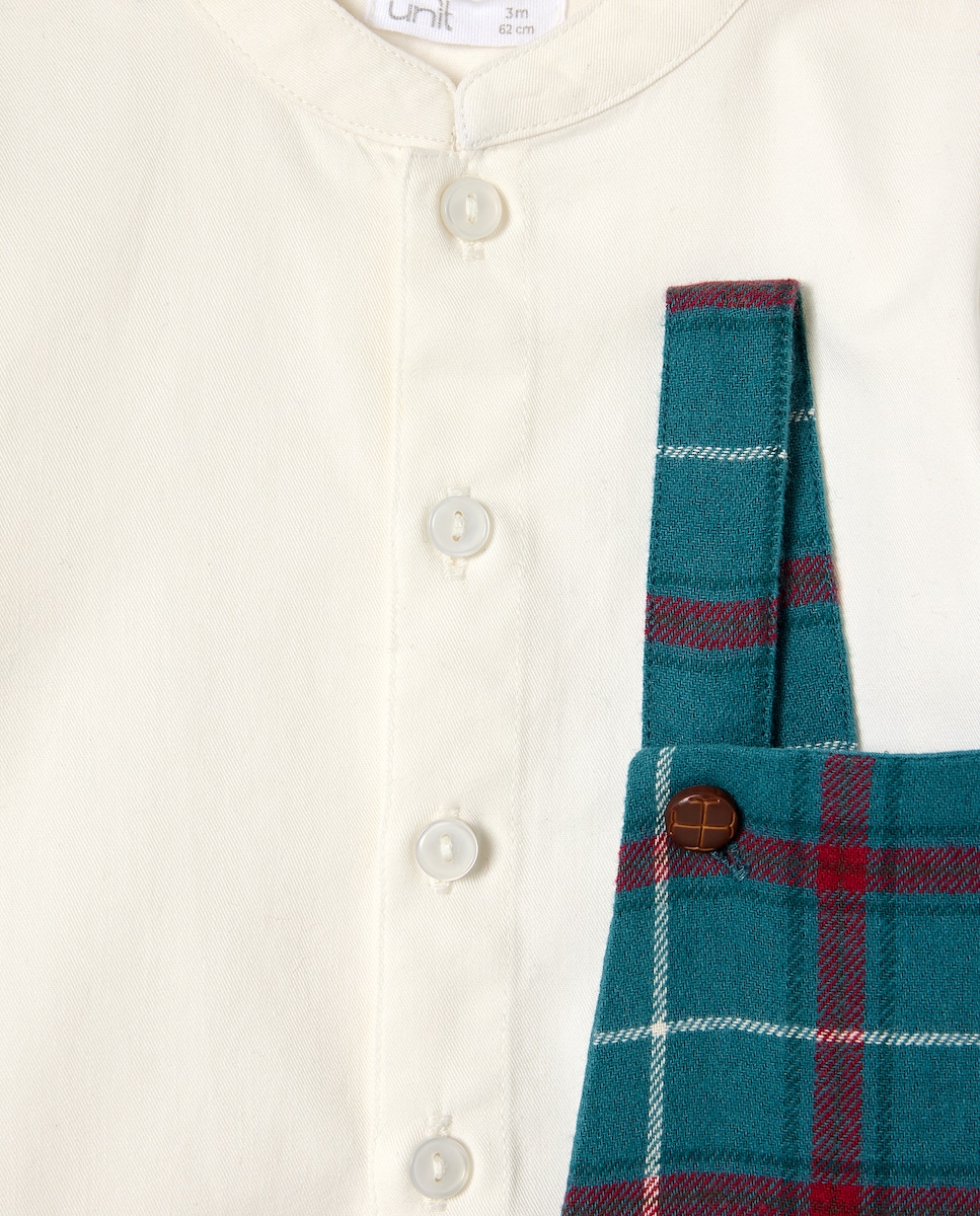 Conjunto recién nacido pana y cuadros navidad Verde-3