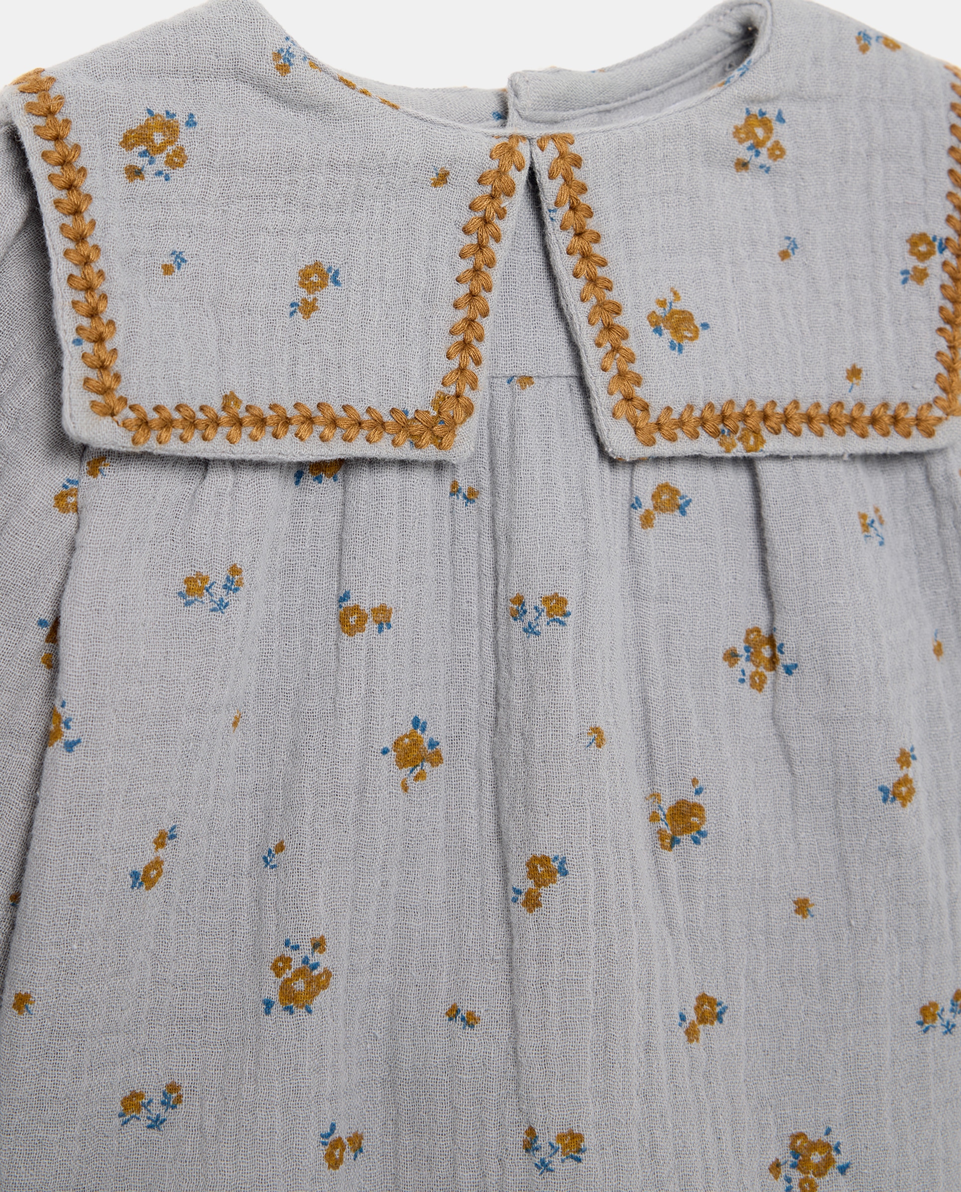 Conjunto de recién nacido gasa flores 410 Azul claro-3