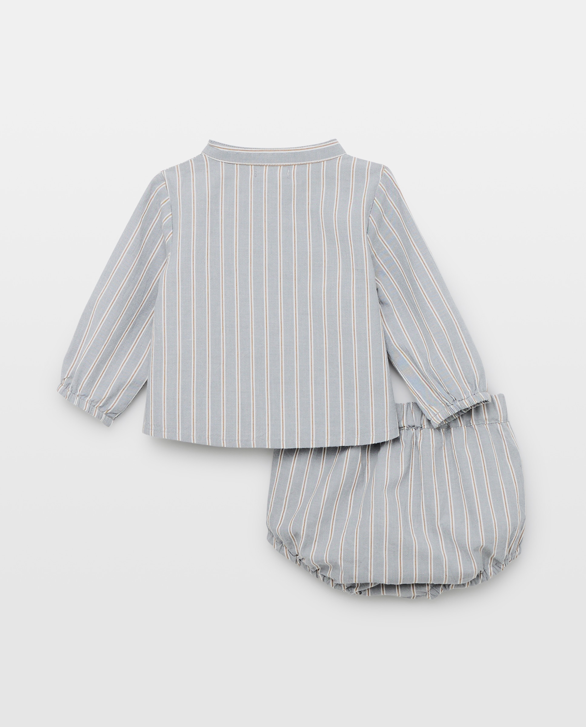 Conjunto de recién nacido gasa rayas 410 Azul claro-2