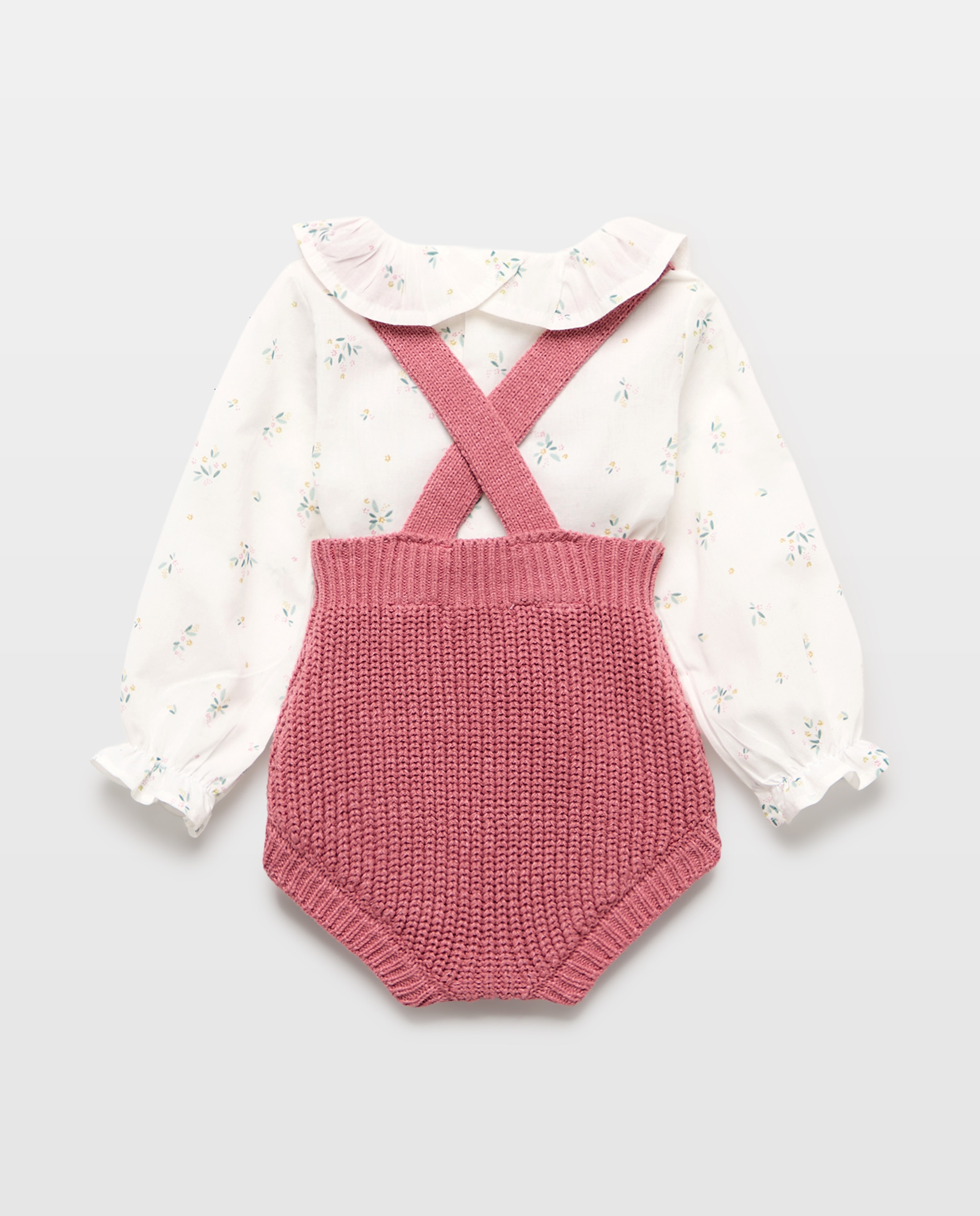 Conjunto de recién nacido tricot y voile 200 Rosa-2