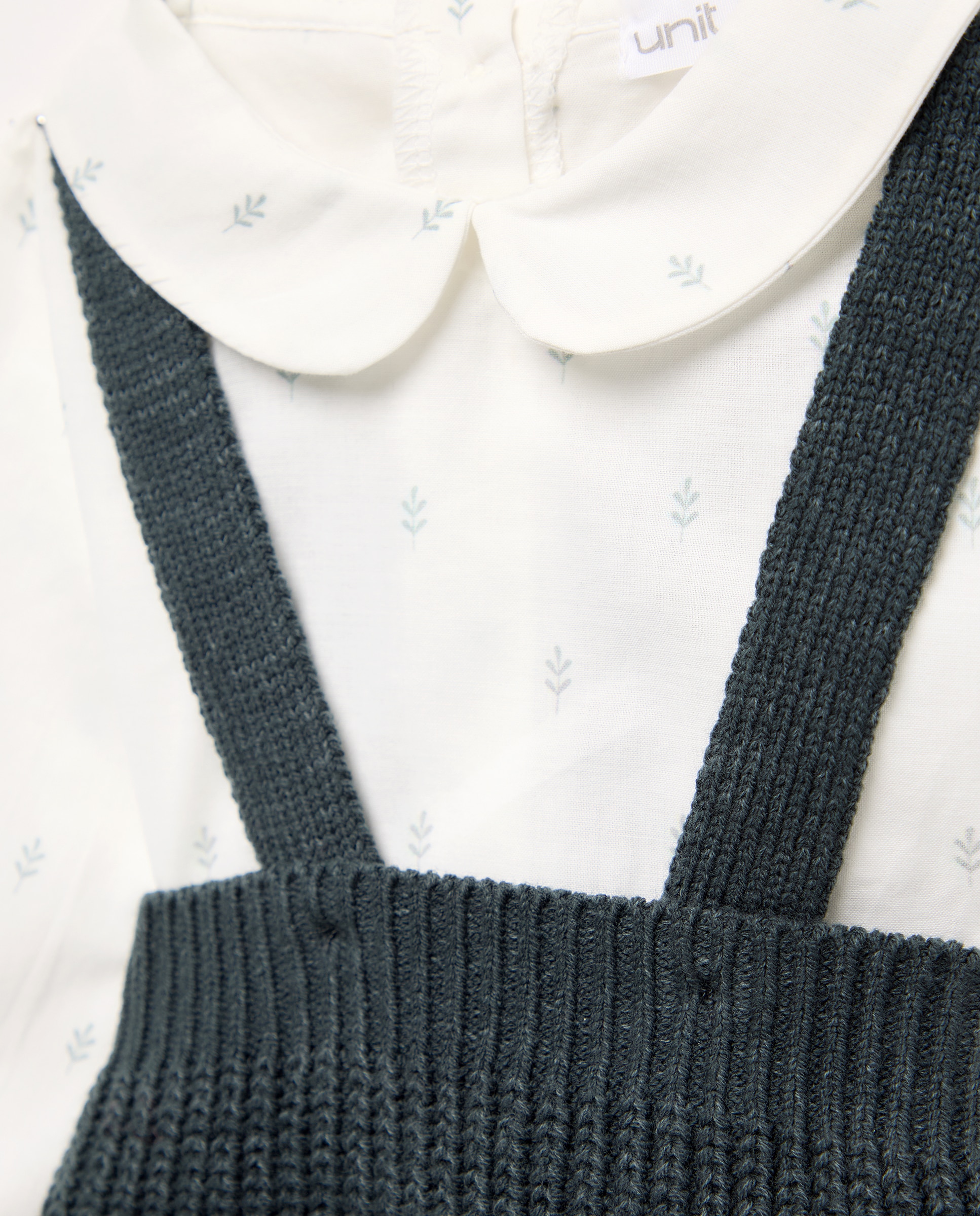 Conjunto de recién nacido tricot y voile 530 Verde oscuro-4