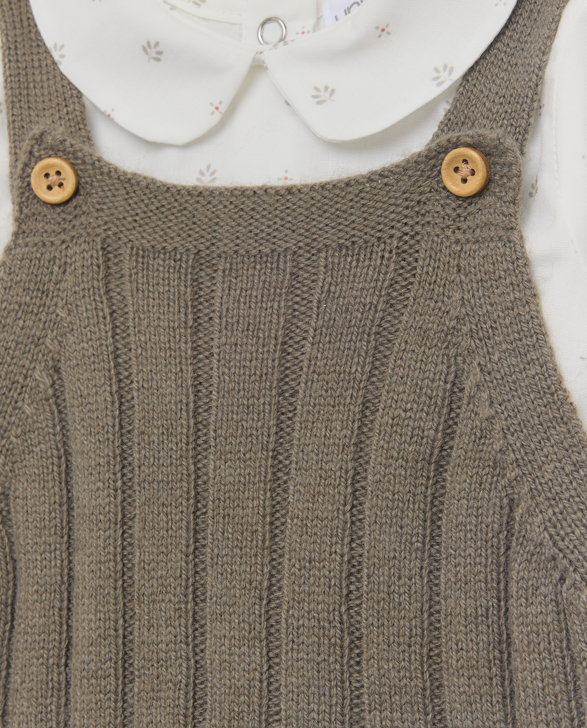 Conjunto de recién nacido tricot corto canalé 520 Kaki-4