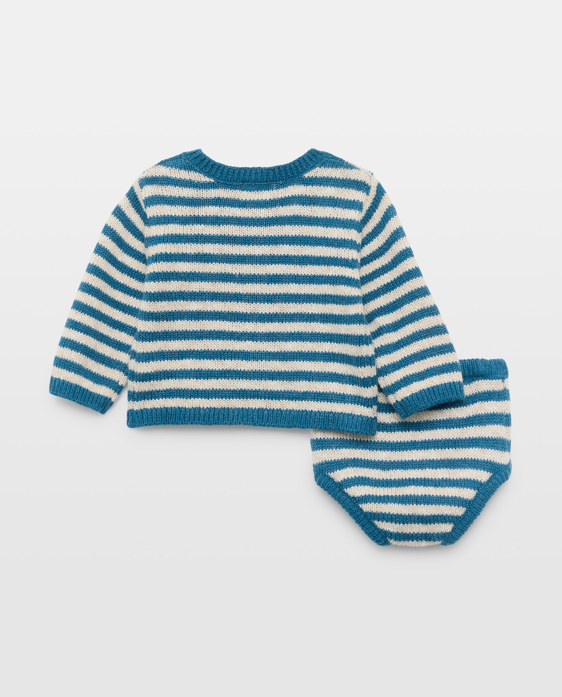 Conjunto de recién nacido tricot de rayas Azul oscuro-2