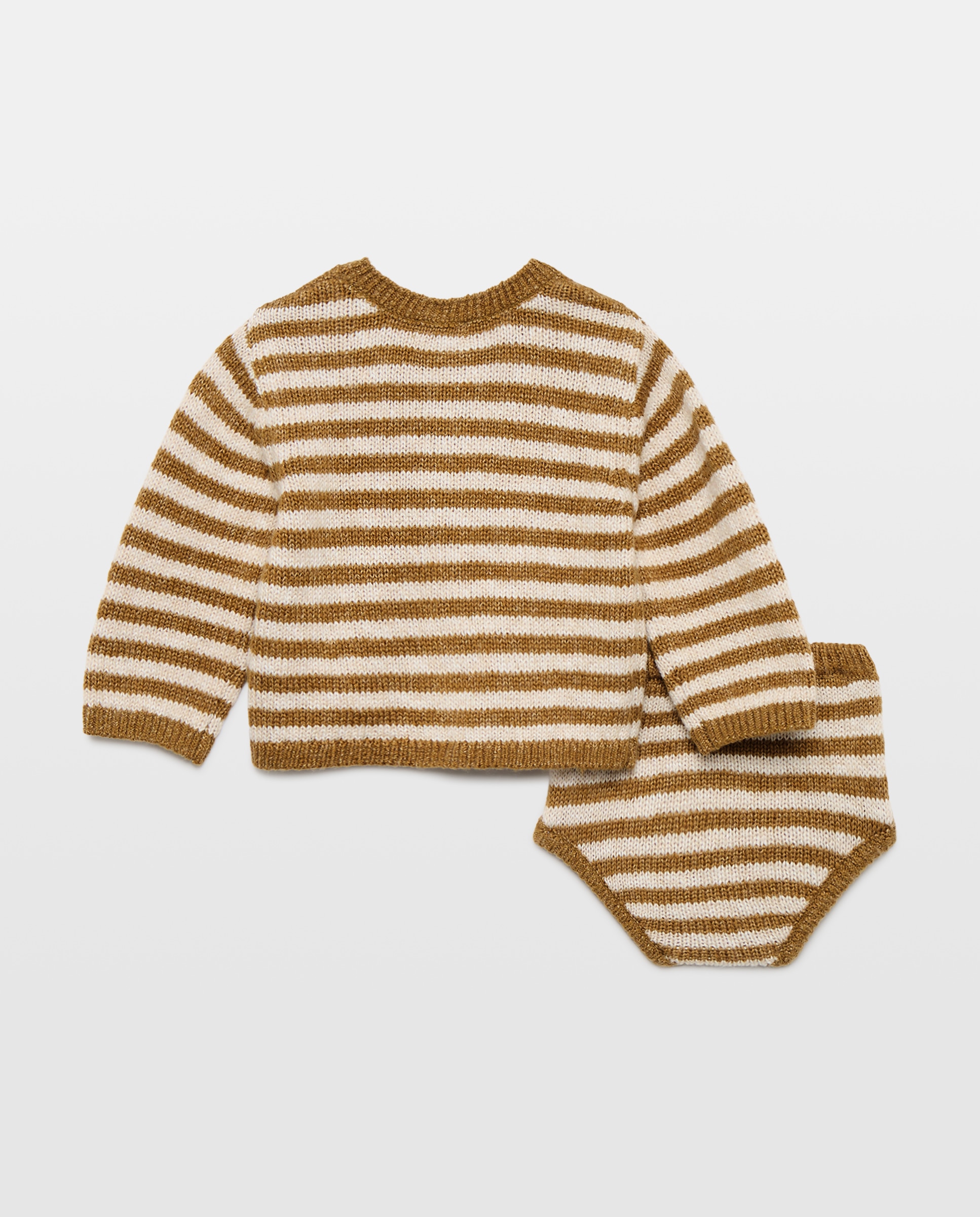 Conjunto de recién nacido tricot de rayas Visón claro-2