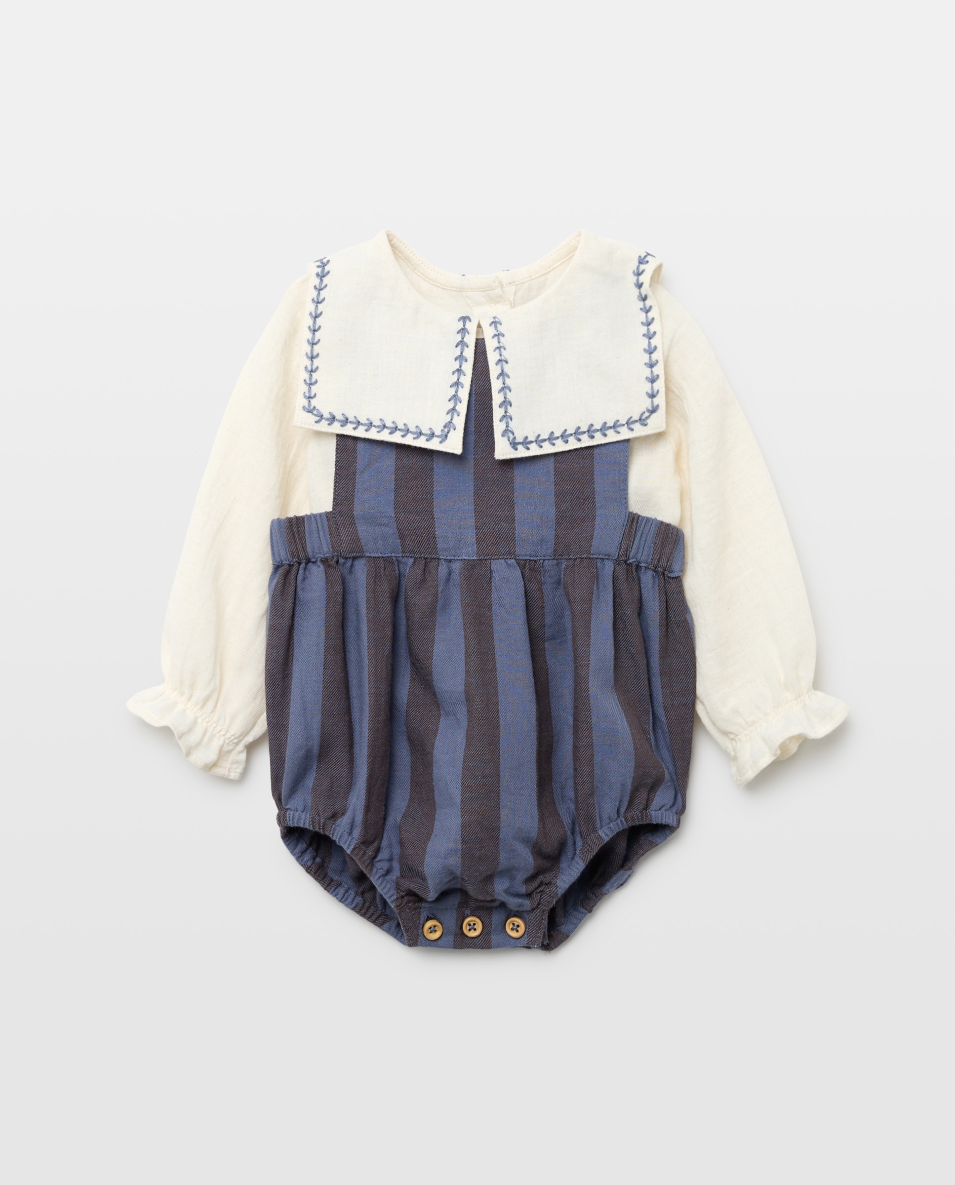 Imagen 0 de Conjunto de recién nacido villela rayas y cuello