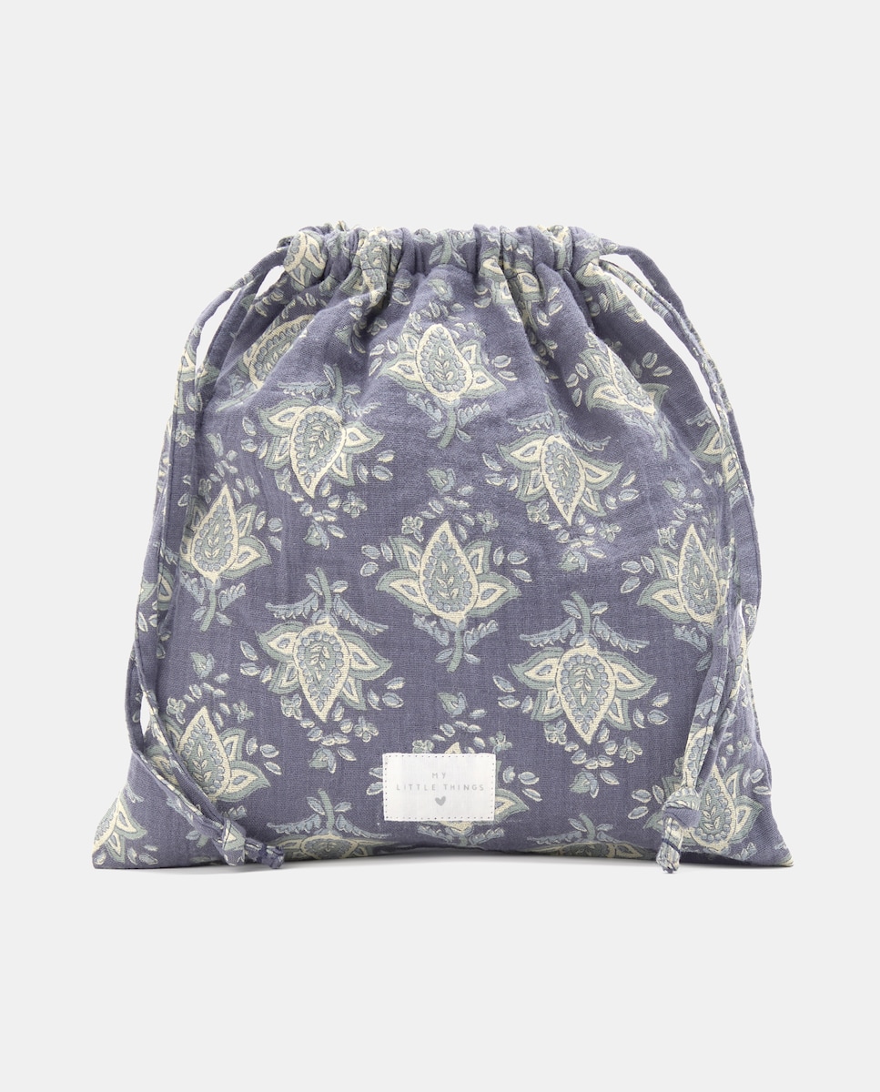 Pack recién nacido dos saquitos guardamudas flores 430 Azul oscuro-2