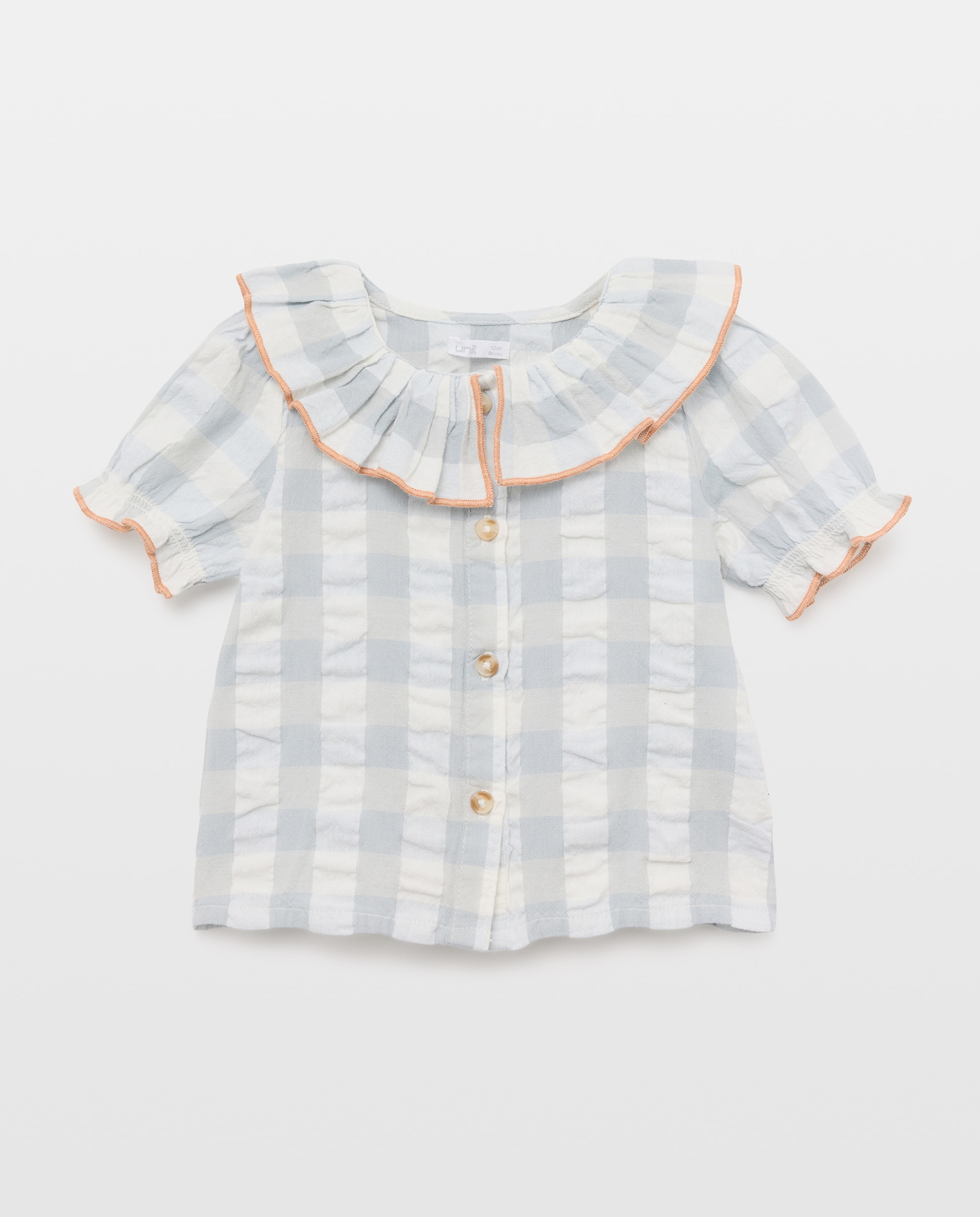 Imagen 0 de Blusa bebé niña con cuello y cuadros vichy