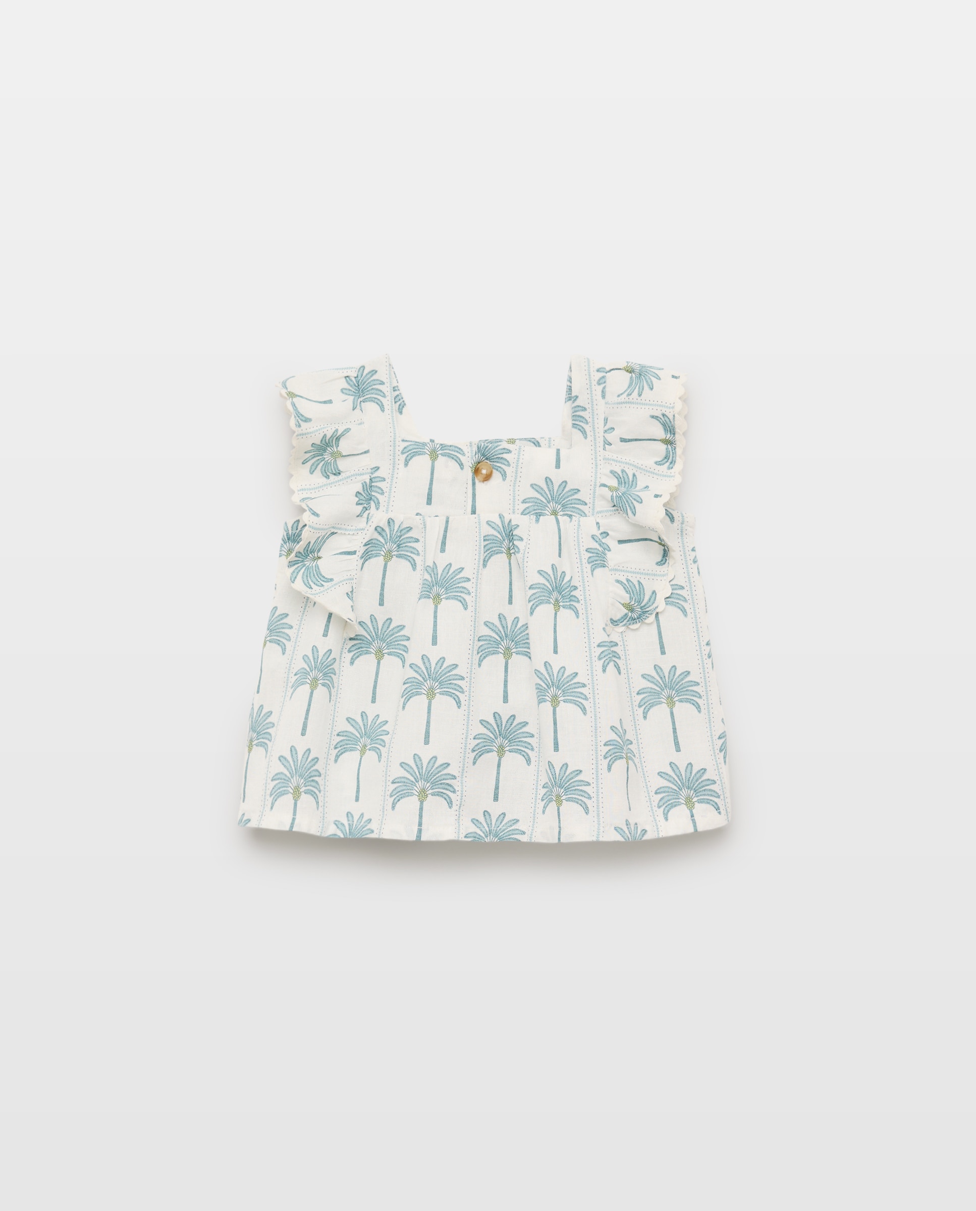 Blusa bebé niña lino abierta set Blanco roto-2