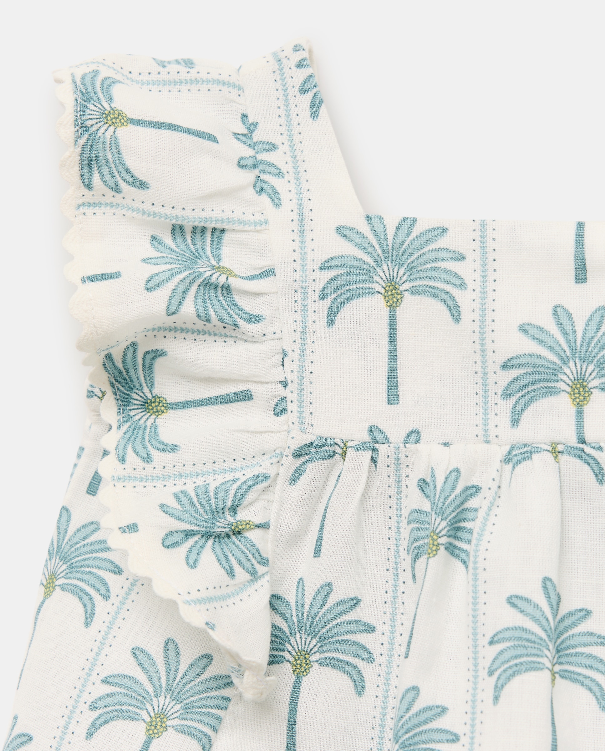 Blusa bebé niña lino abierta set Blanco roto-3