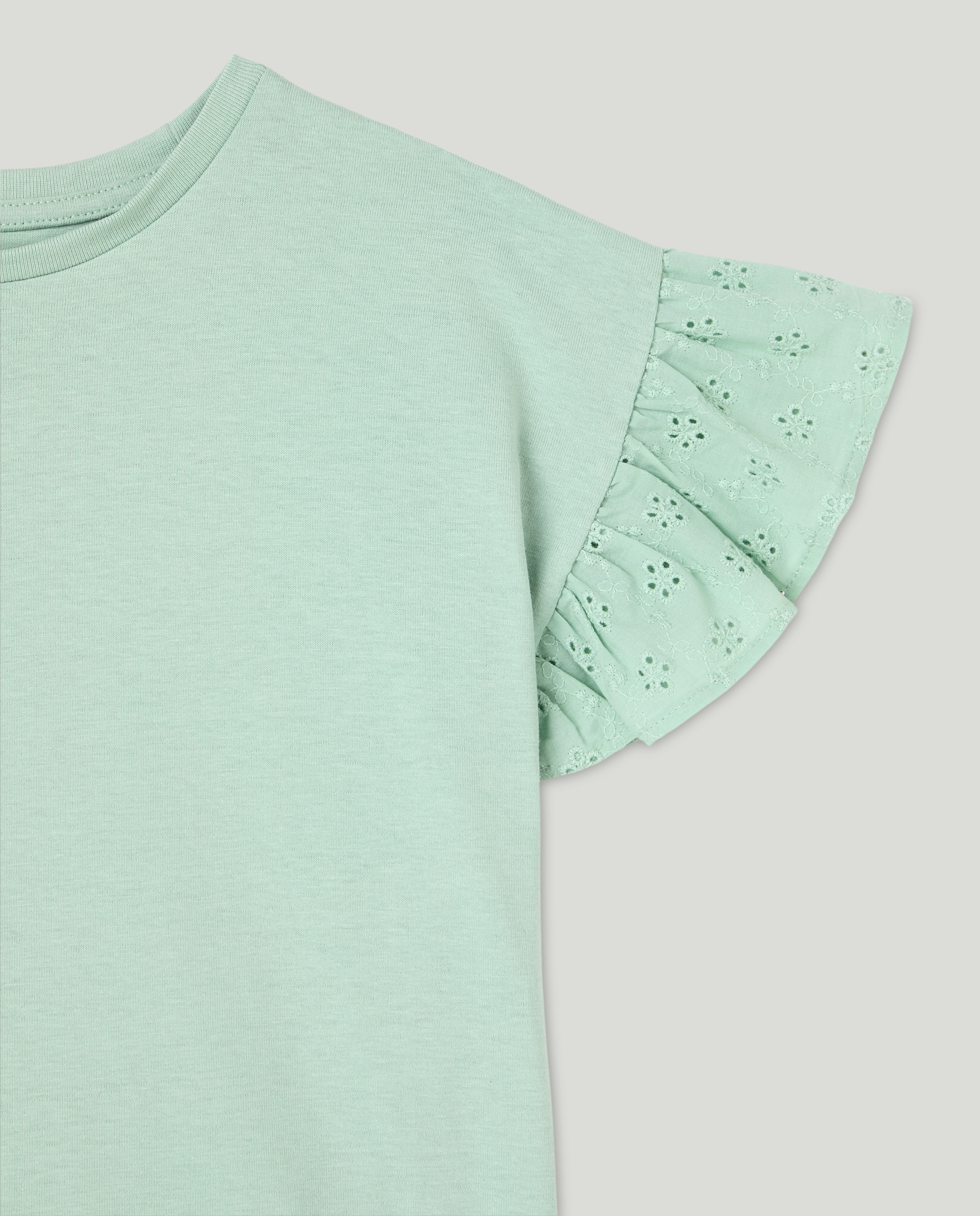Camiseta niña manga batista Verde-3