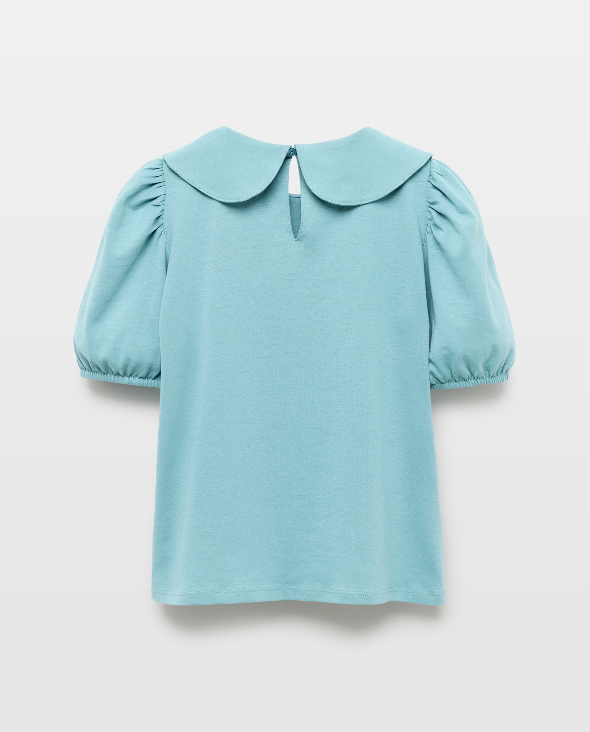 Camiseta niña con cuello y manga globo Verde Pato-2