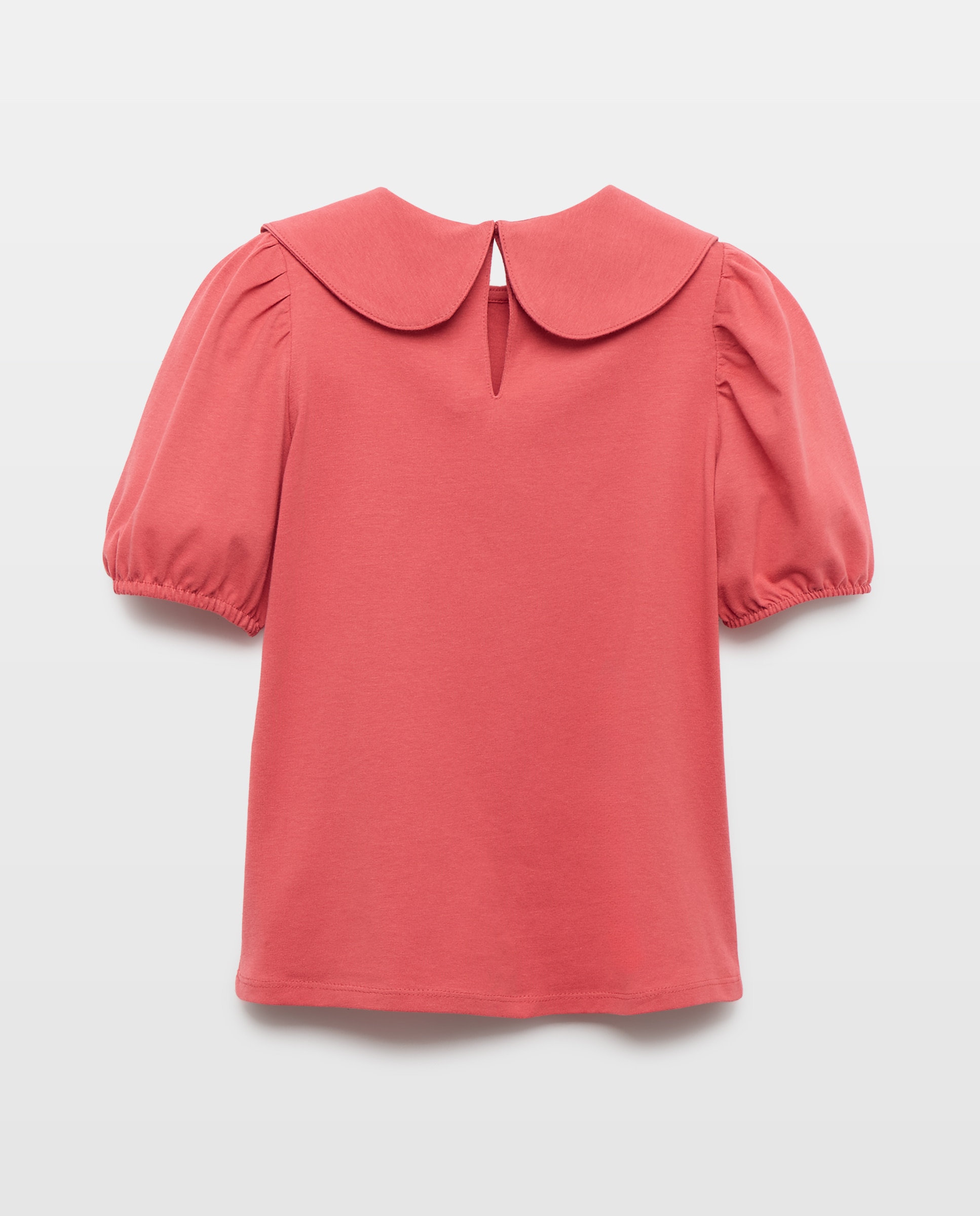 Camiseta niña con cuello y manga globo 610 Carmín-2