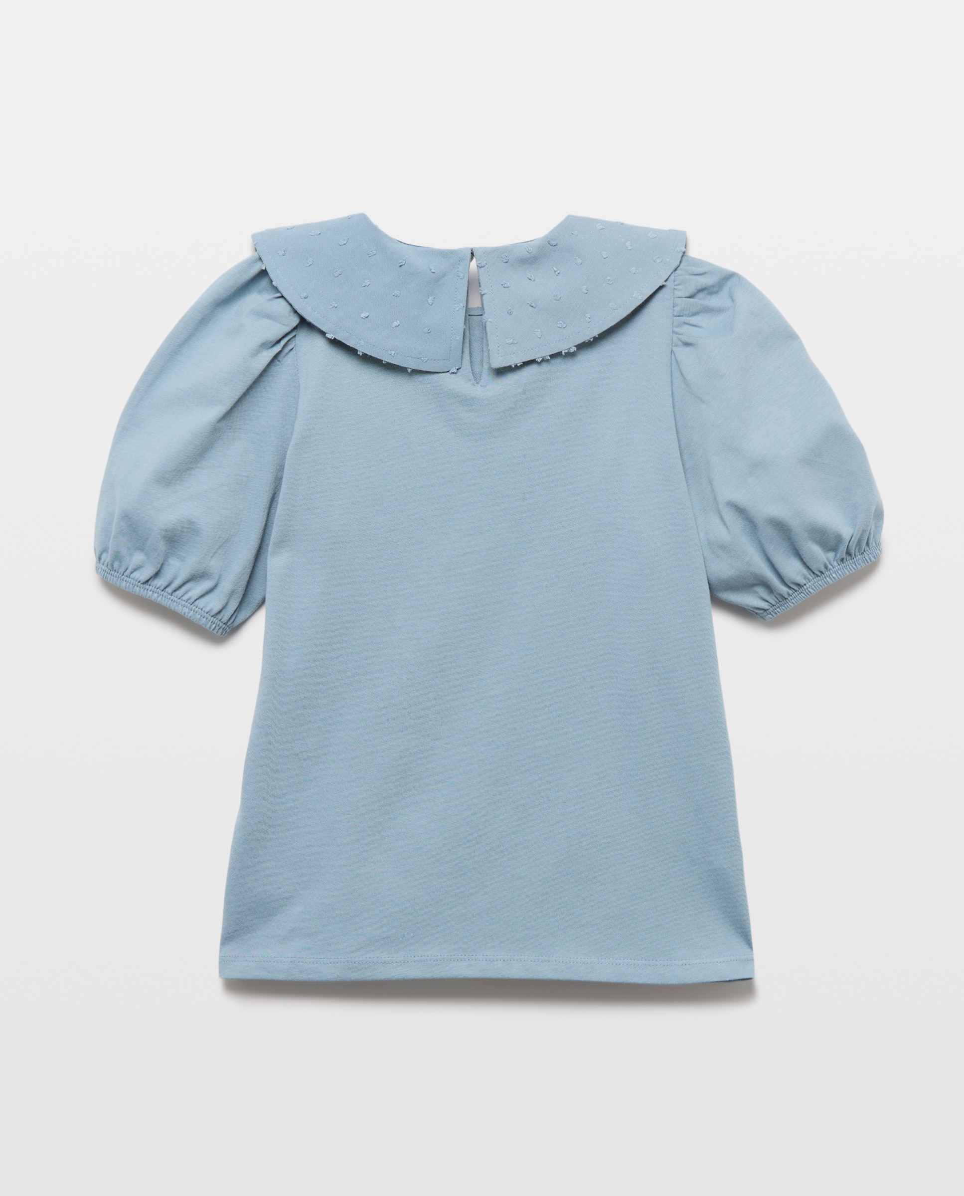 Camiseta niña cuello bordado Azul pálido-2