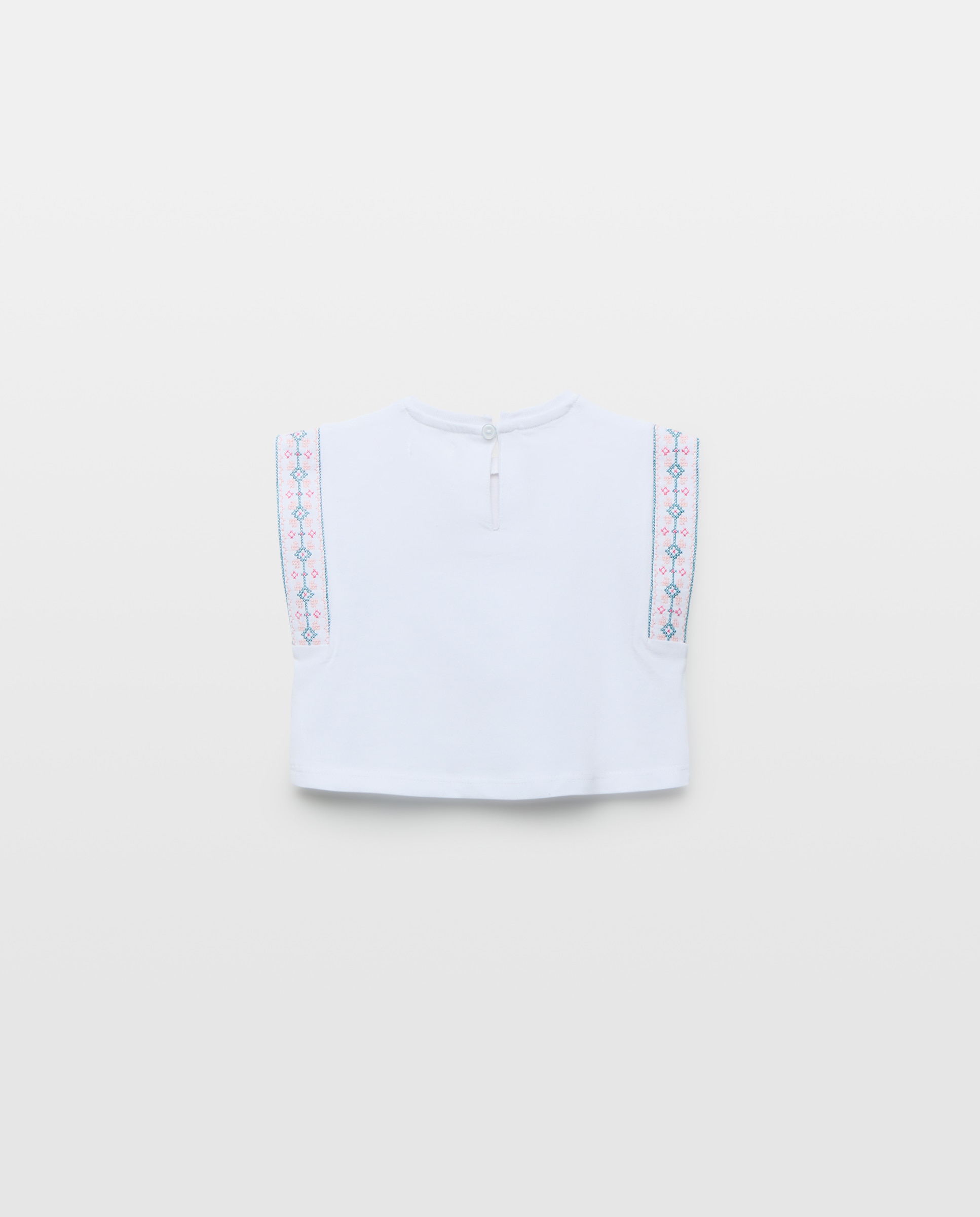 Camiseta bebé niña con bordados Blanco-2