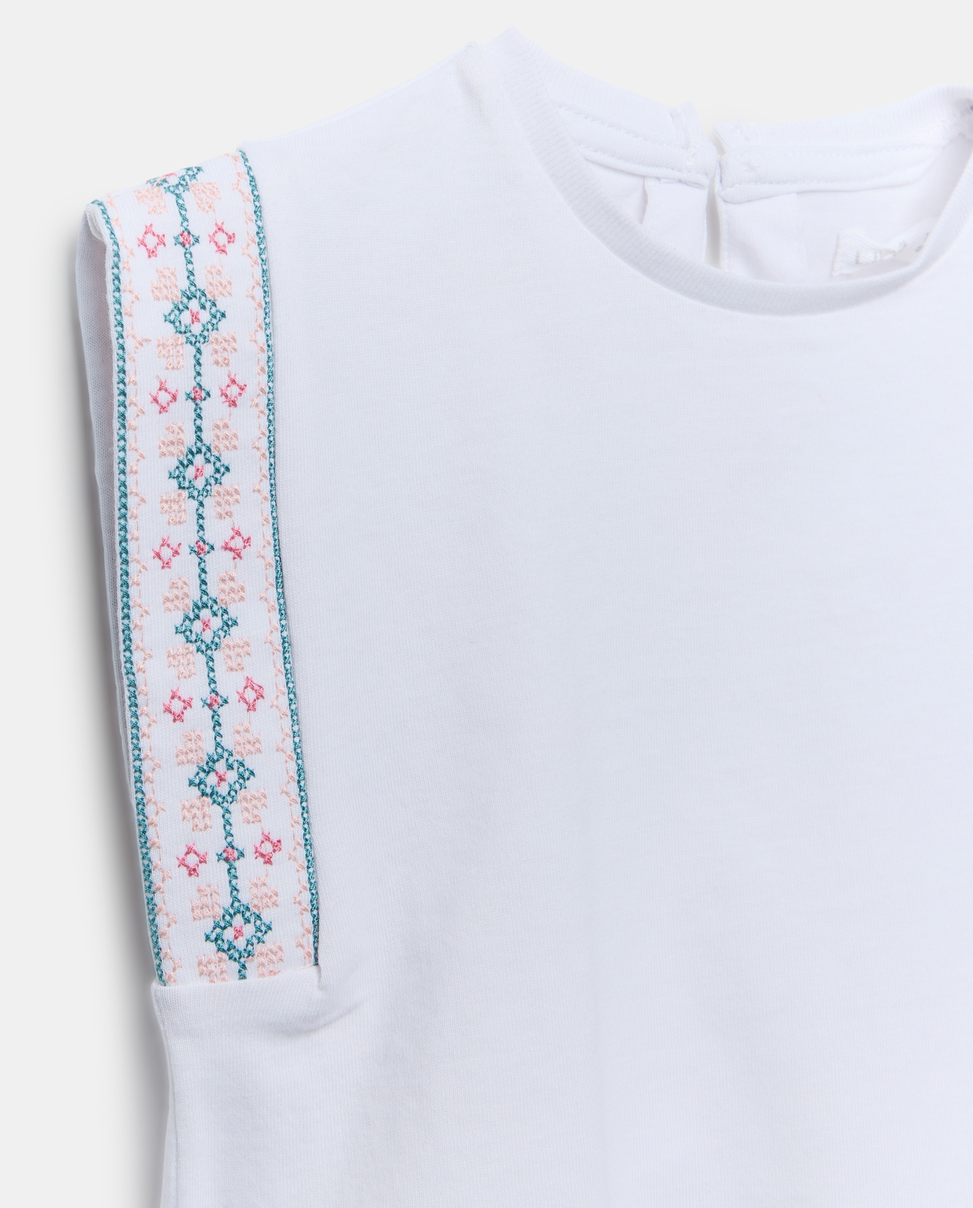 Camiseta bebé niña con bordados Blanco-3