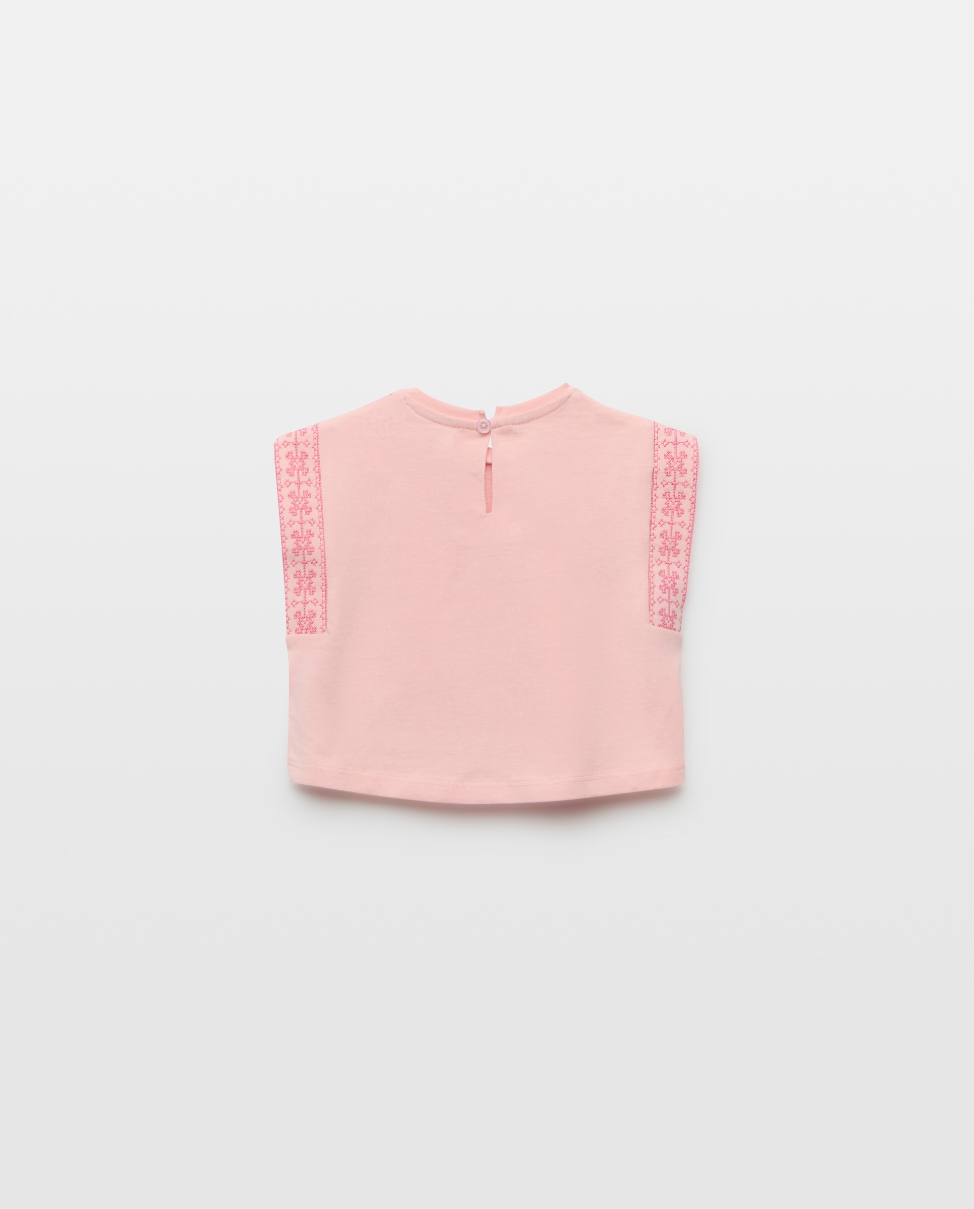 Camiseta bebé niña con bordados Rosa oscuro-2