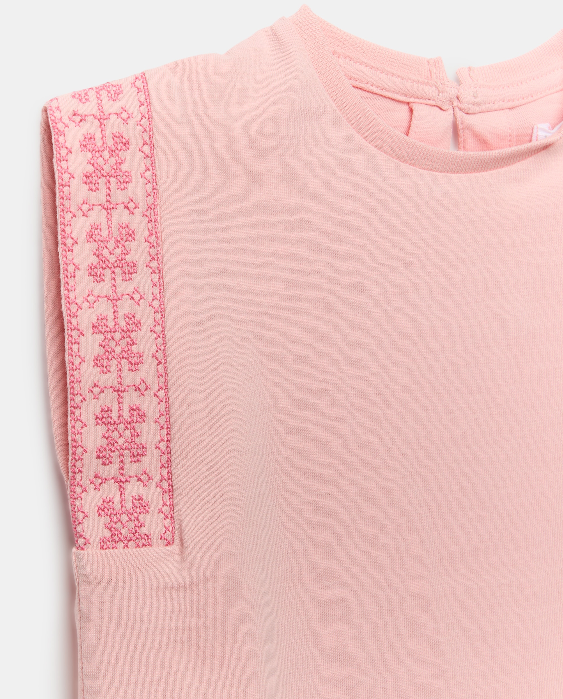 Camiseta bebé niña con bordados Rosa oscuro-3