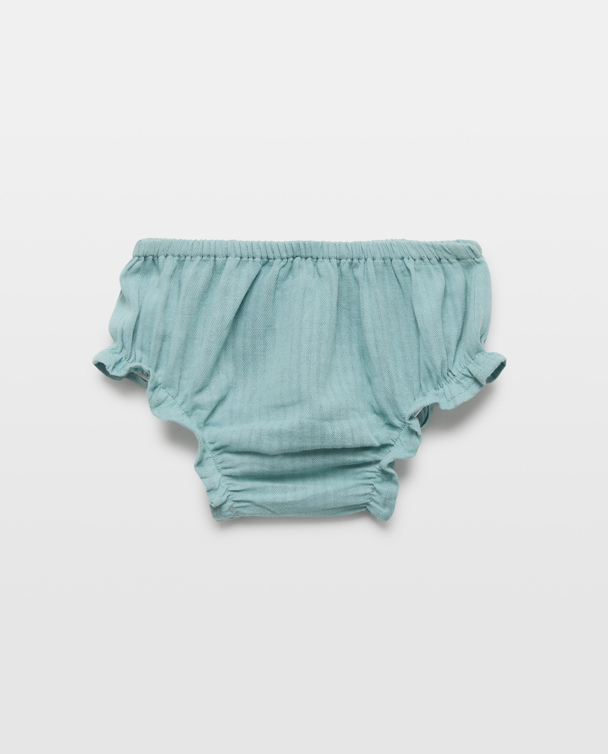 Vestido bebé niña de gasa con bordados Verde Pato-3