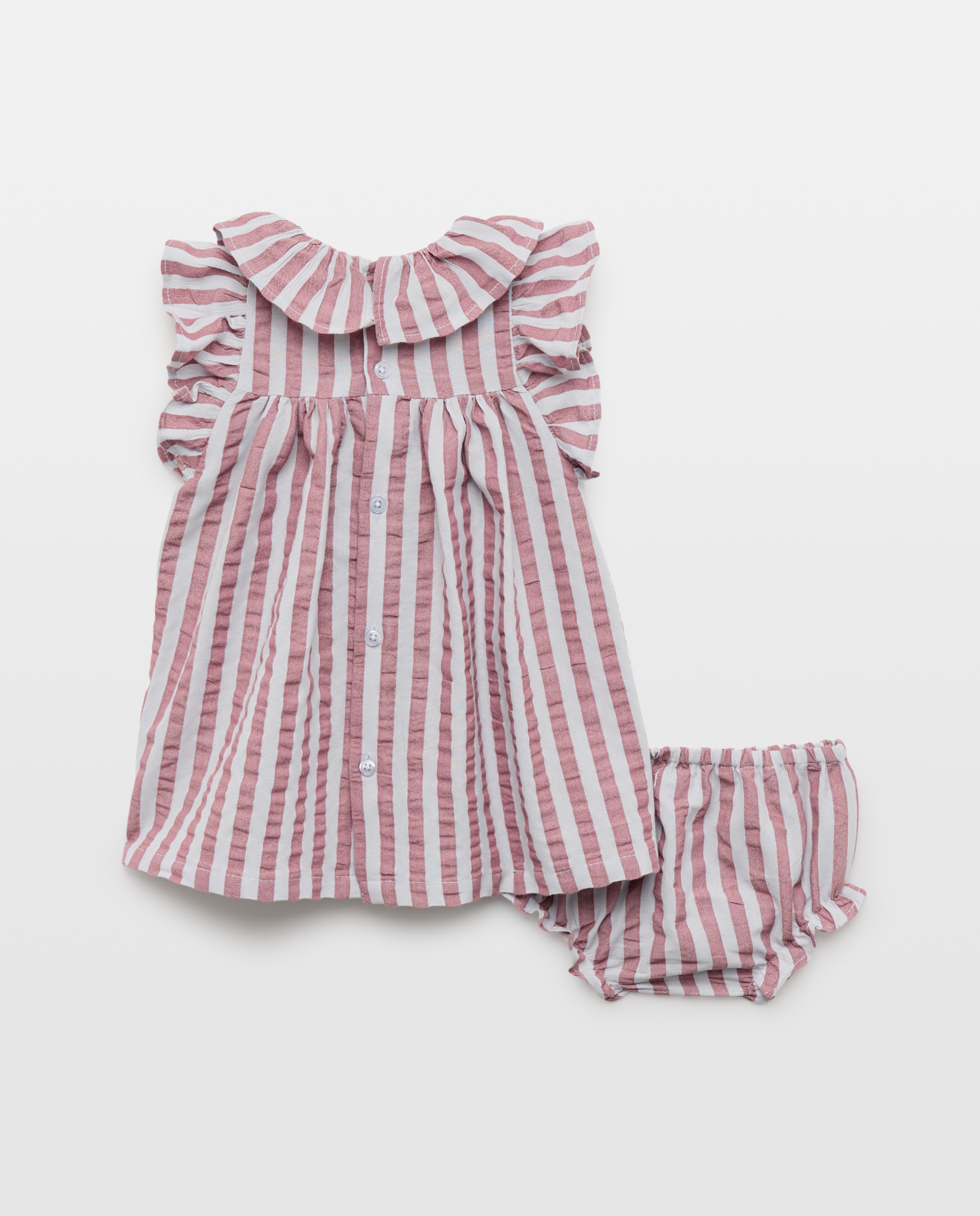 Vestido bebé niña seersucker rayas Morado-2