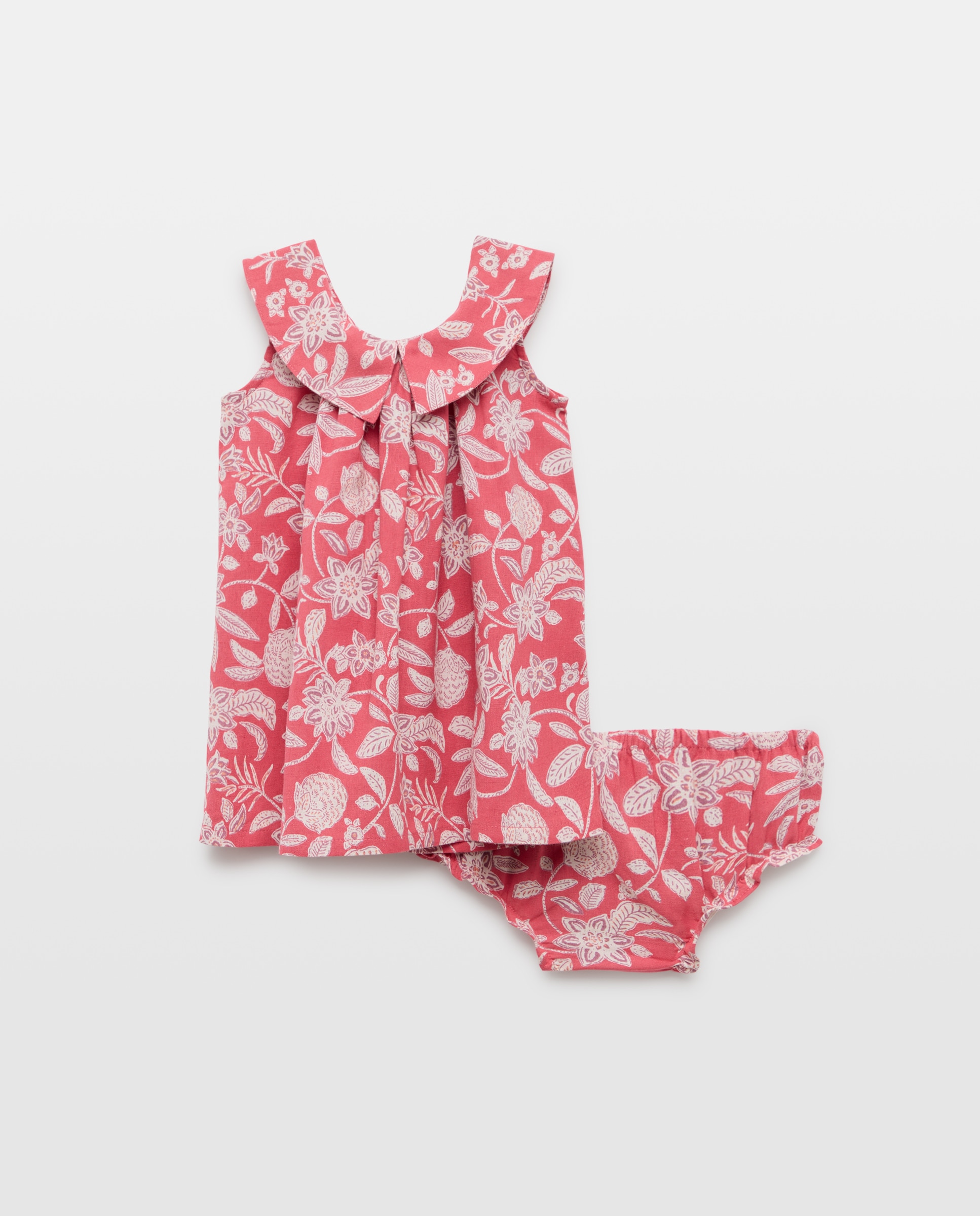 Vestido bebé niña con solapa estampado Buganvilla-2