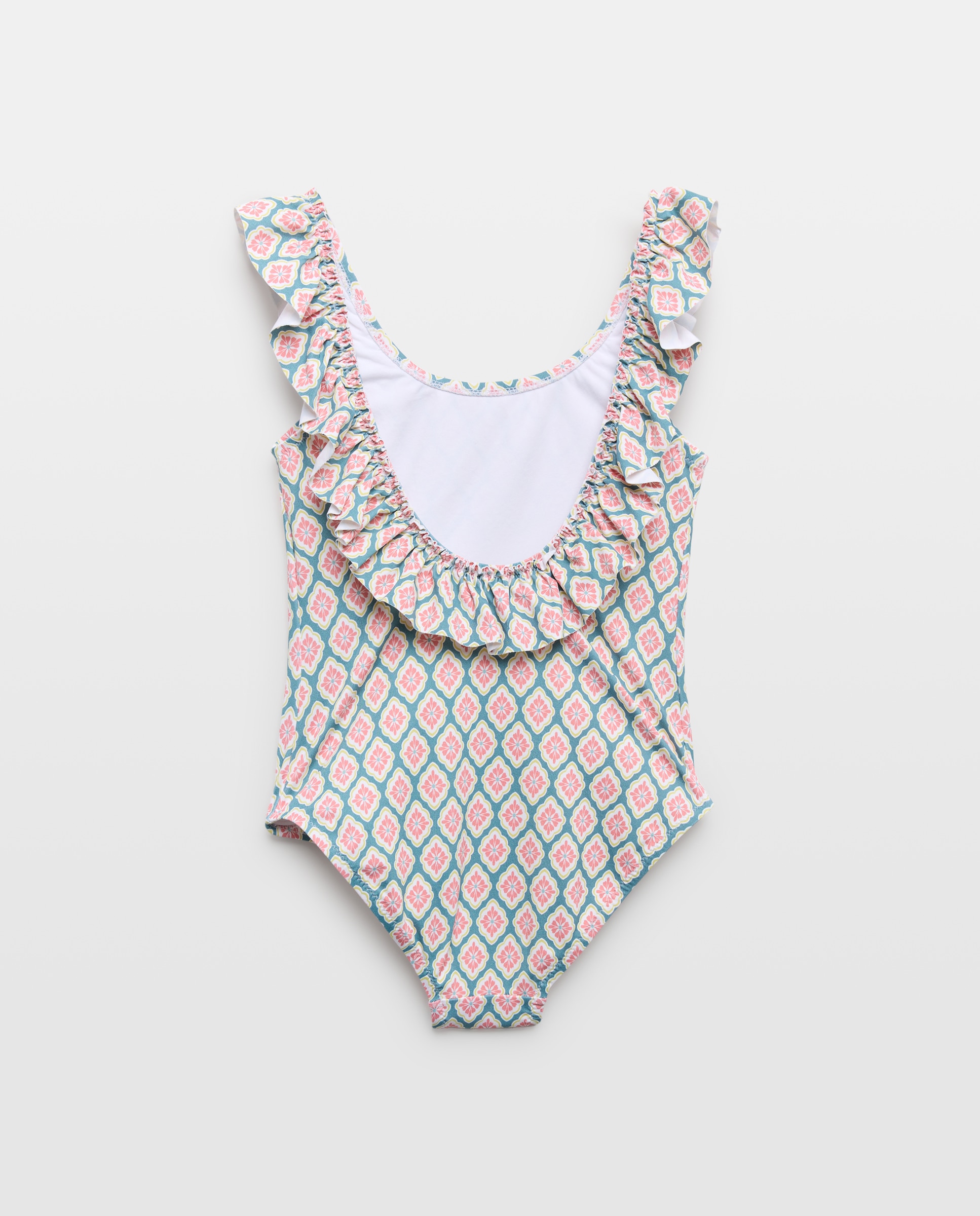 Bañador niña volante rombo Verde Pato-2