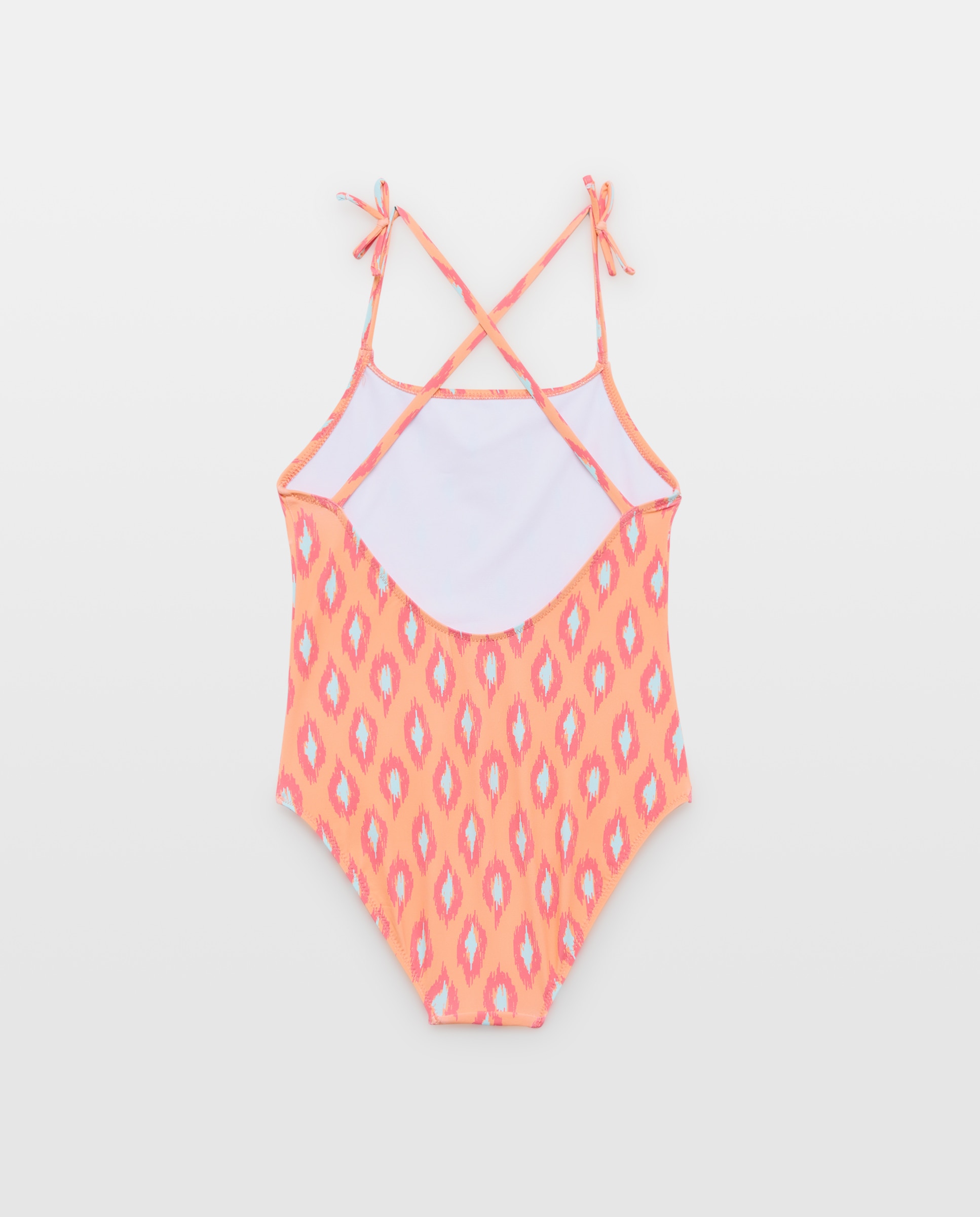 Bañador niña básico geométrico 660 Naranja-2