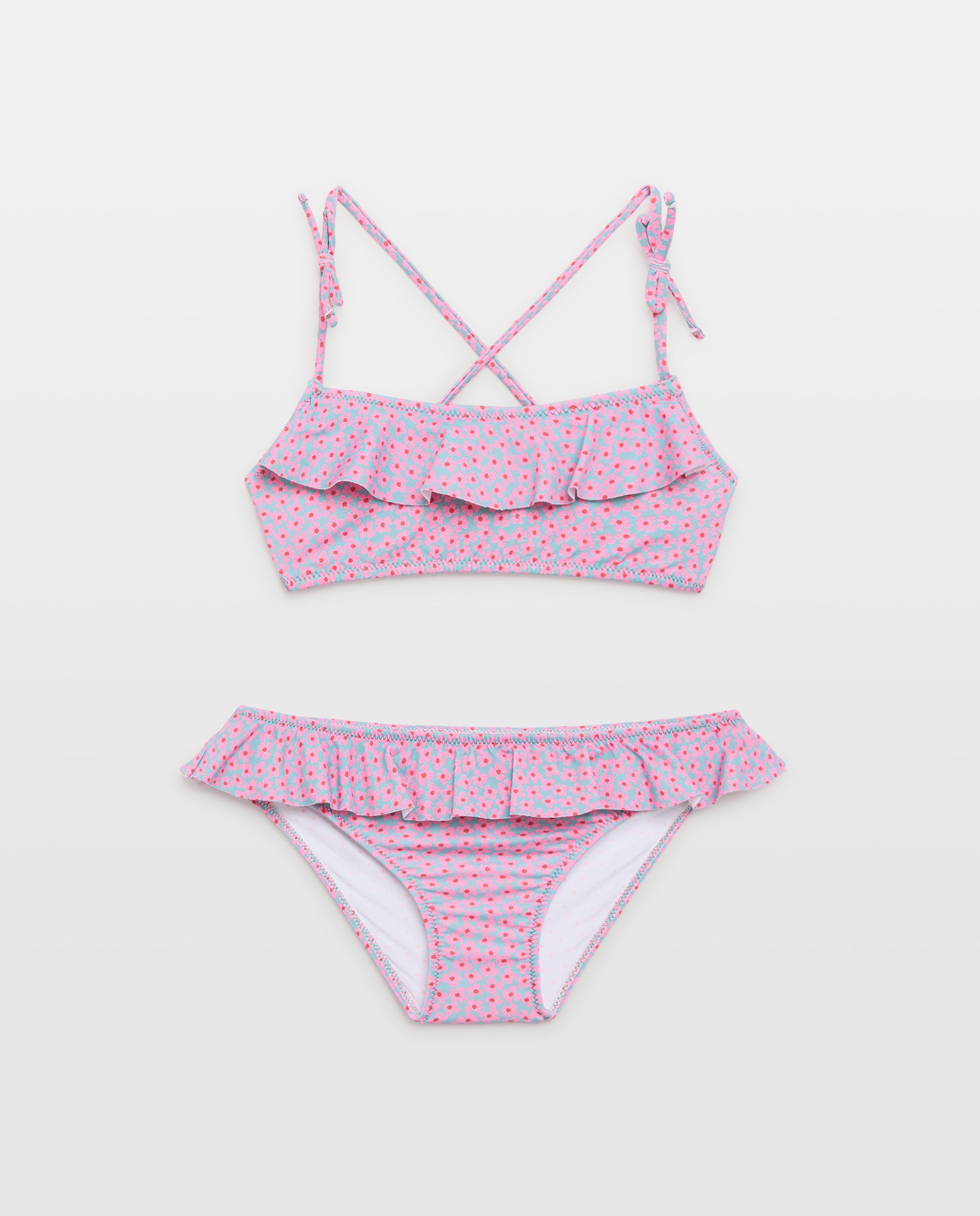 Imagen 0 de Bikini niña volante y lazos flores