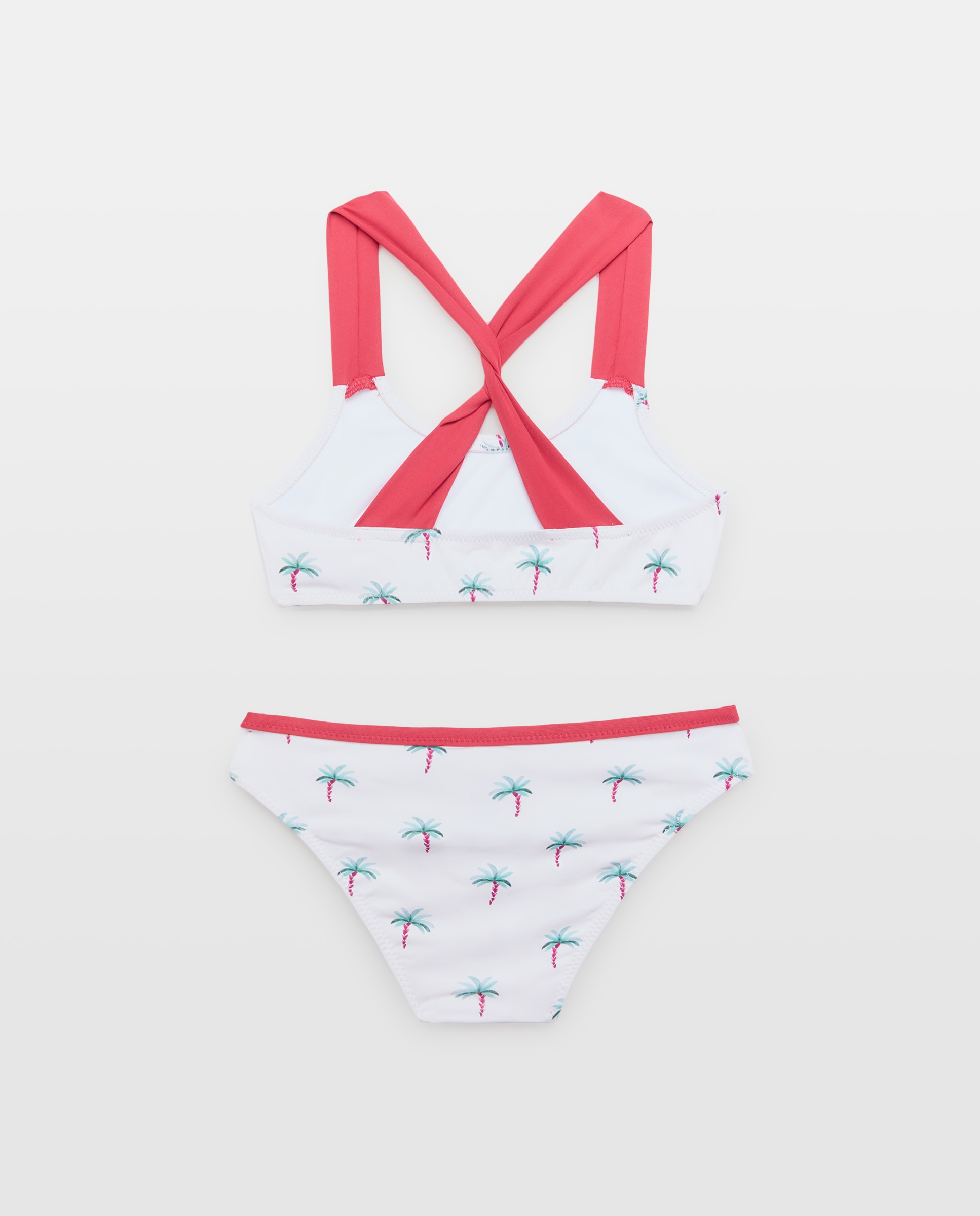 Bikini niña de palmeras Blanco roto-2