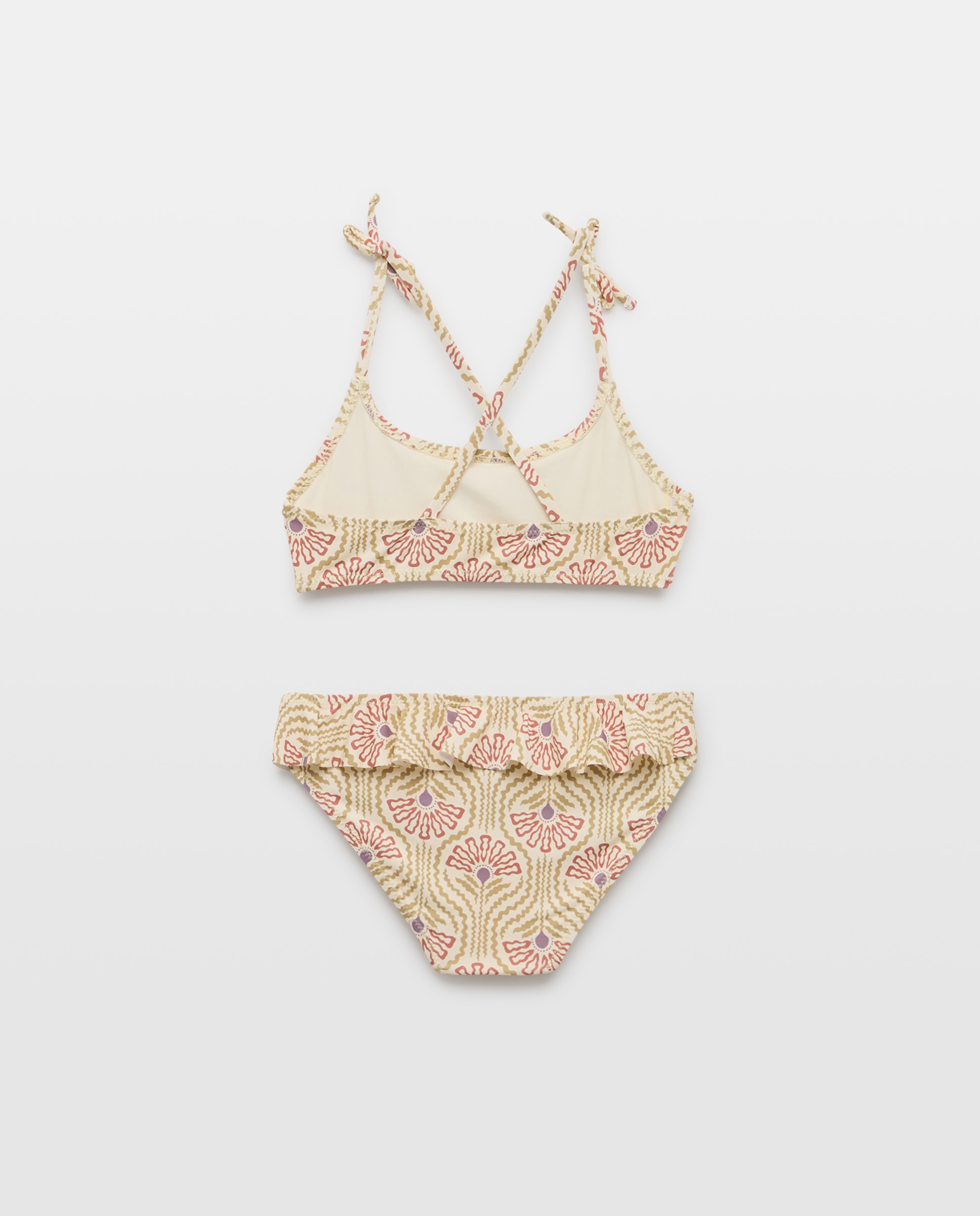 Bikini niña básico de palmeras 150 Vainilla-2