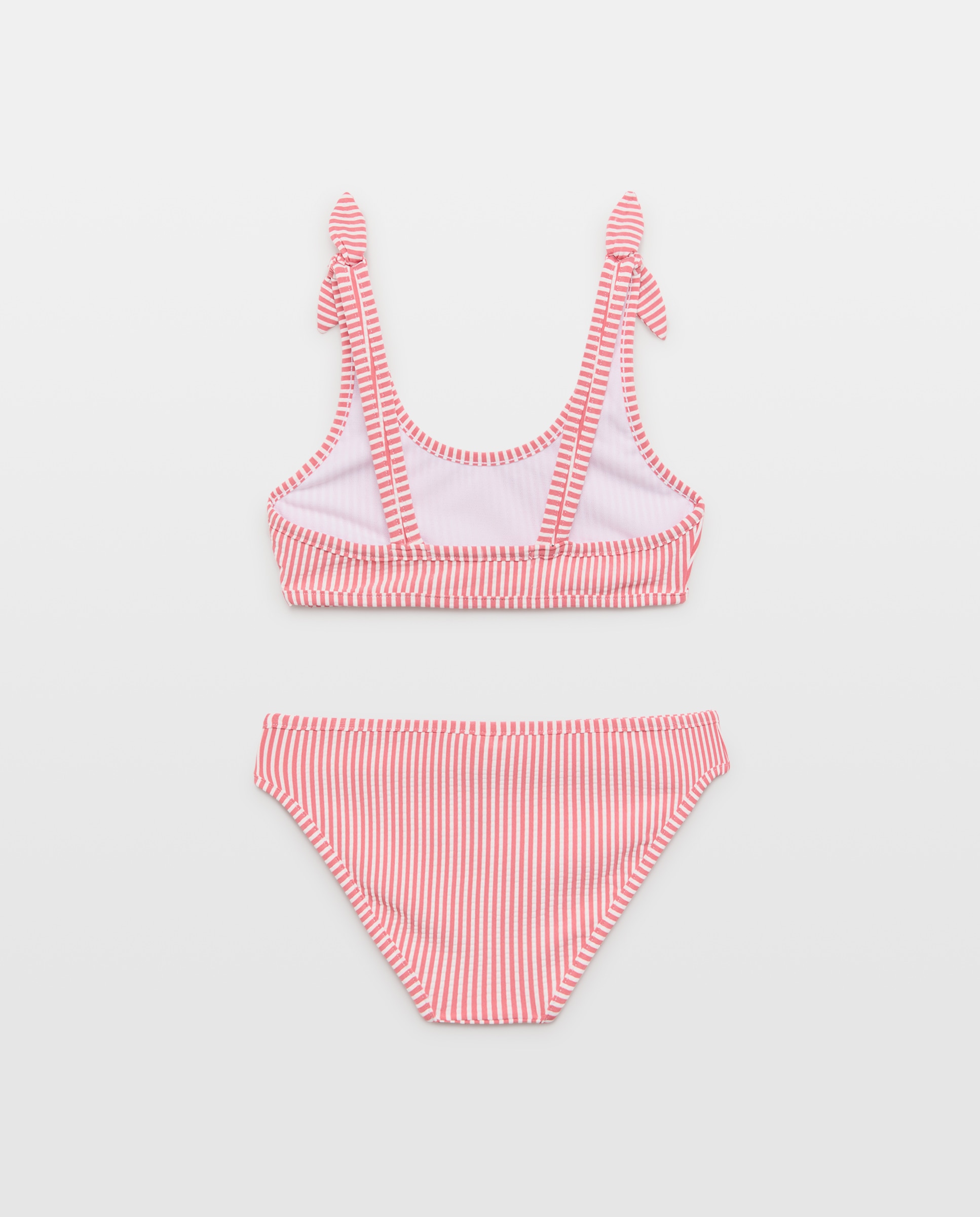 Bikini niña sencillo rayas 630 Coral-2