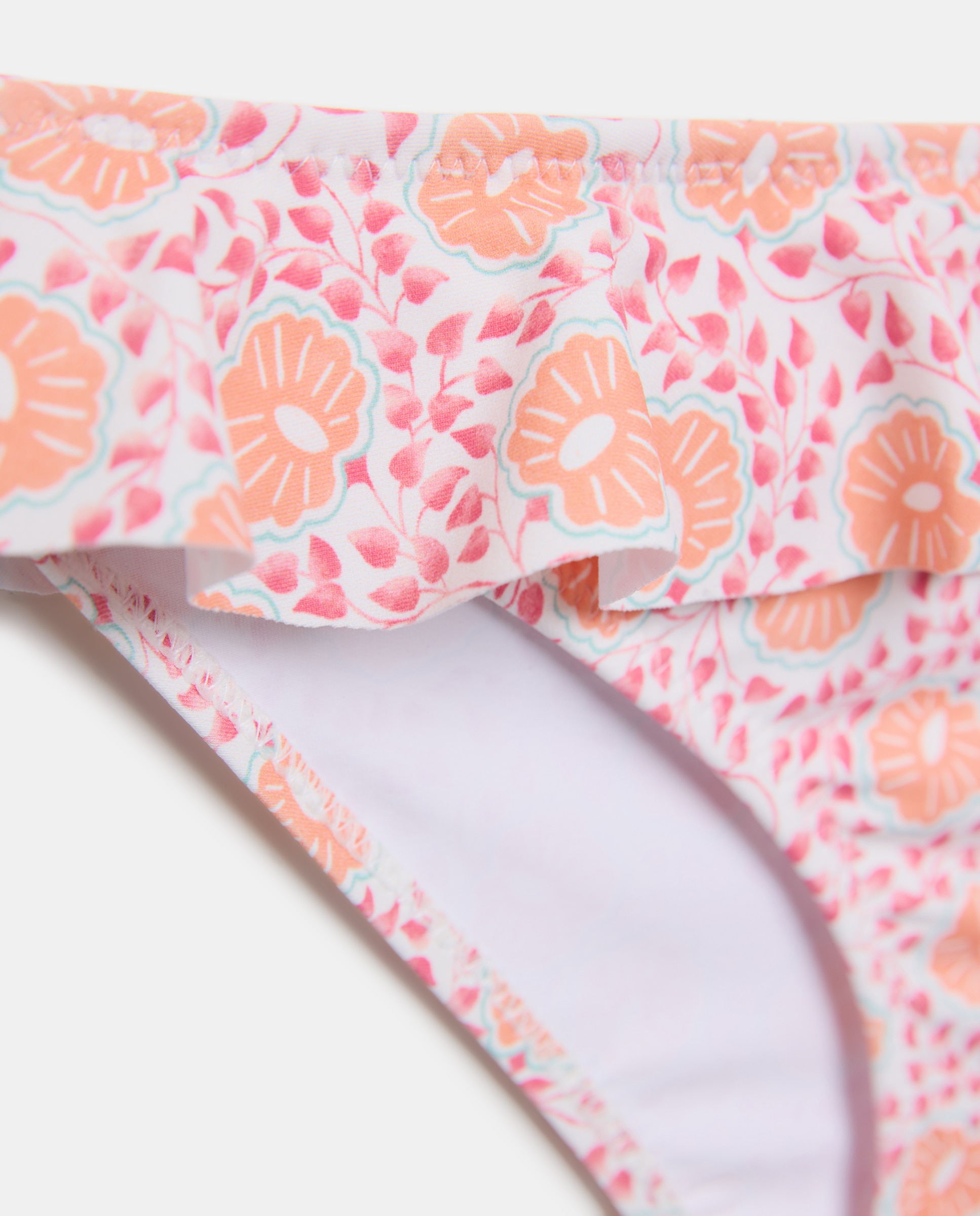 Bikini niña nudo flores 630 Coral-3