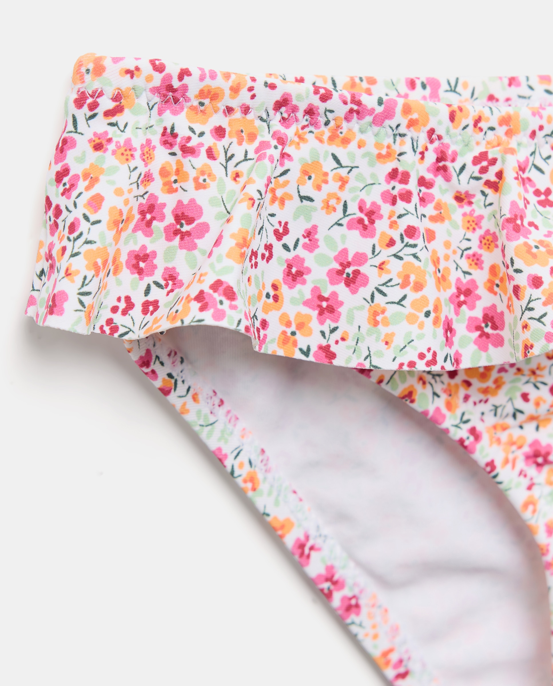 Conjunto baño volante flores 660 Naranja-3